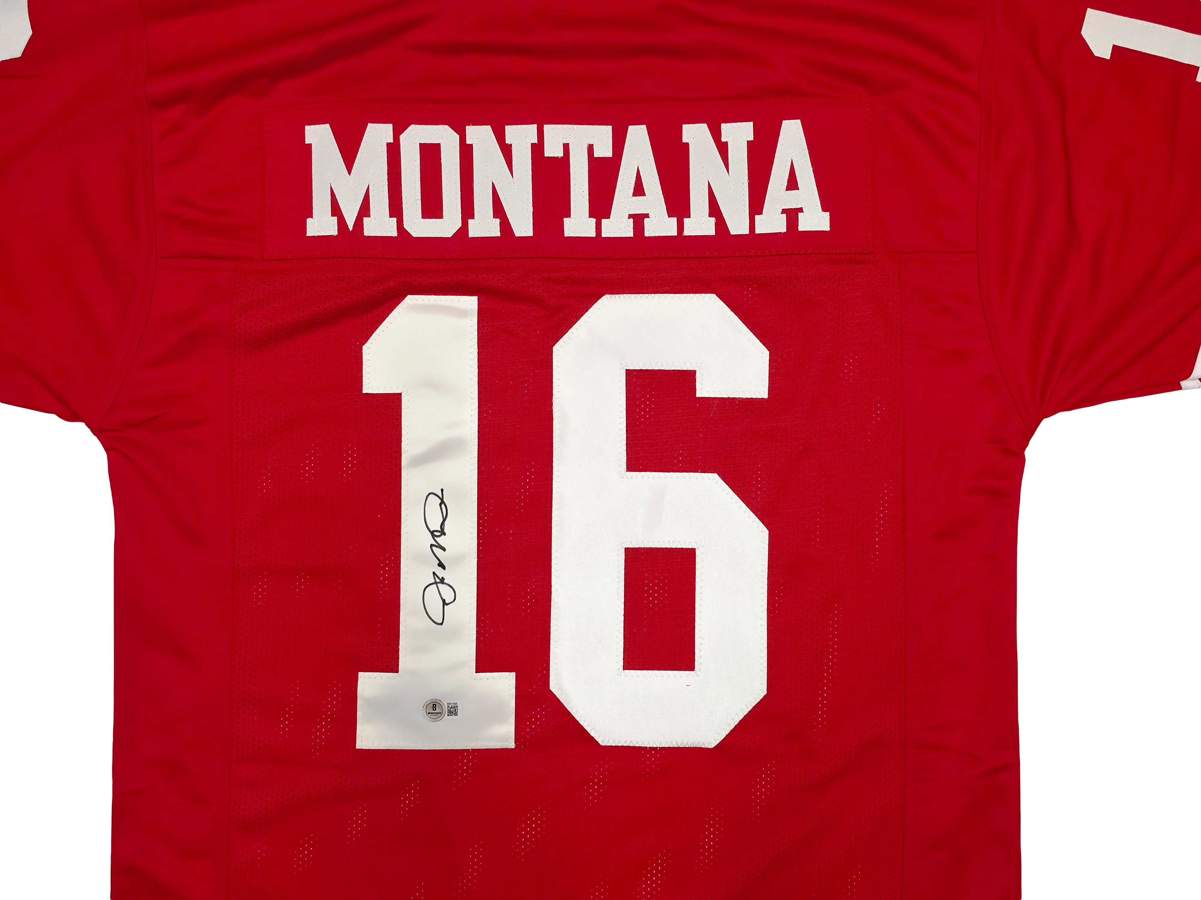 San Francisco 49ers Joe Montana Autographed Red Jersey Beckett BAS QR Stock #253485 - Image 3