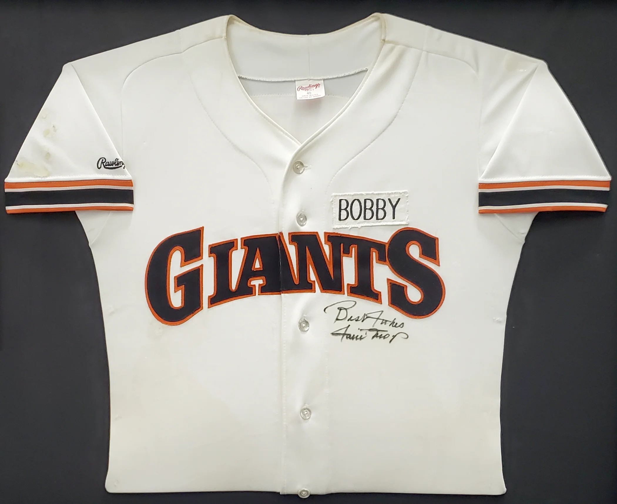 San Francisco Giants Willie Mays Autographed Framed White Rawlings Jersey Size 40 "Best Wishes" Beckett BAS #A53859 - Image 2