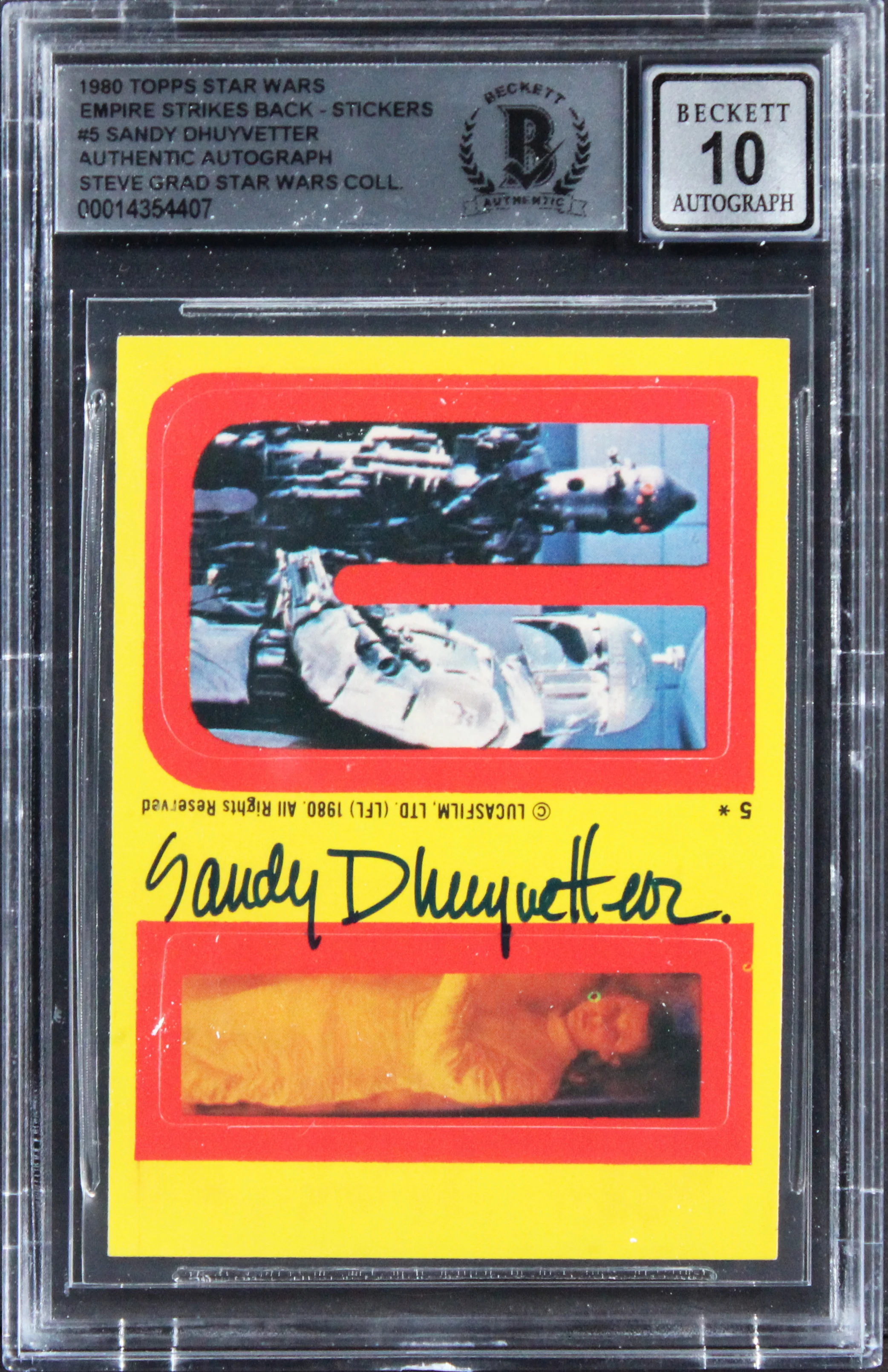 Sandy Dhuyvetter Signed 1980 Star Wars ESB Stickers #5 Card Auto 10! BAS Slabbed - Image 2