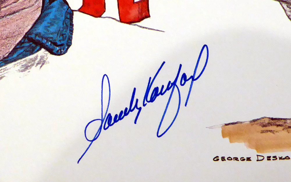 Sandy Koufax Autographed 18x24 Lithograph Los Angeles Dodgers Beckett BAS Stock #135227 - Image 2