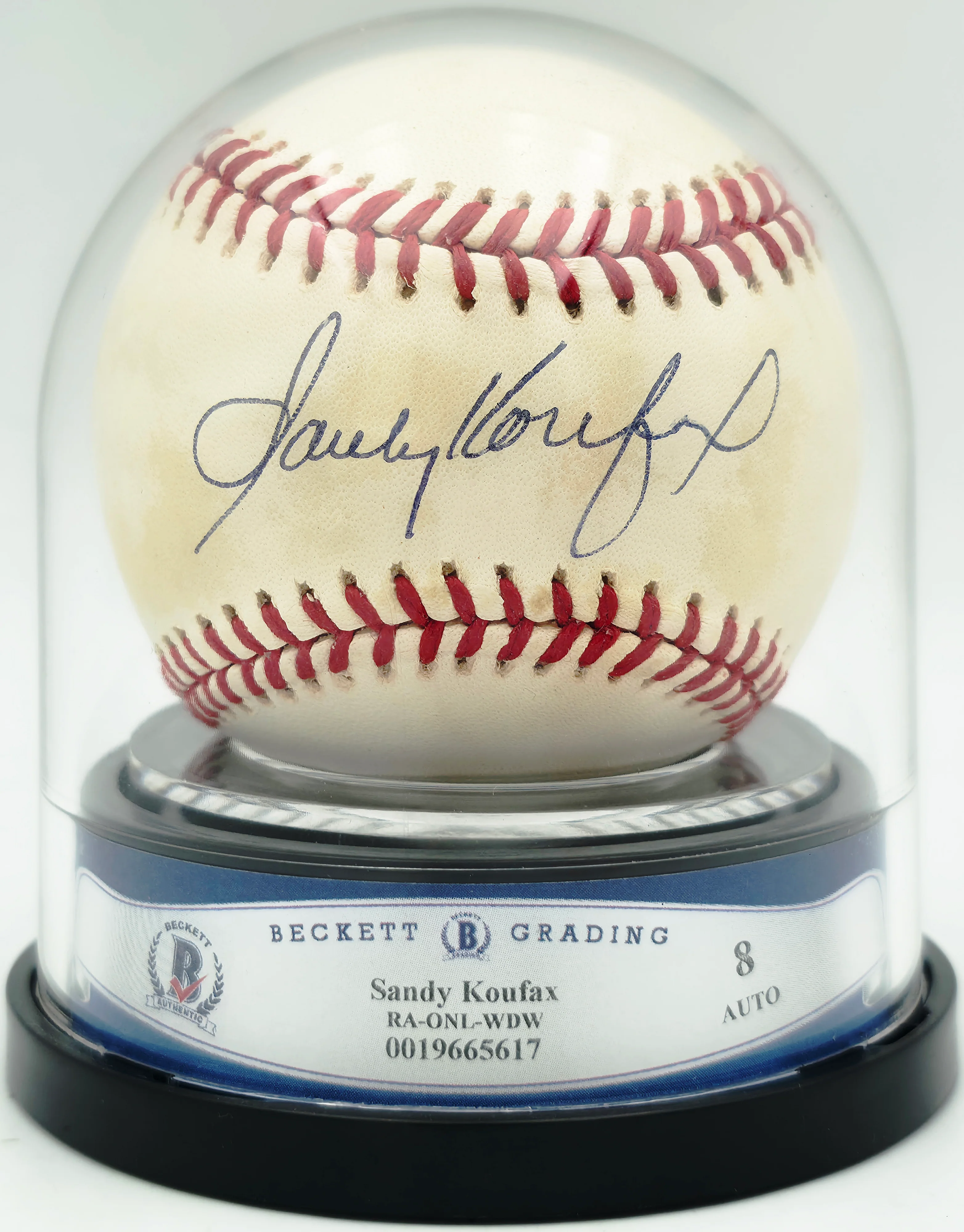 Sandy Koufax Autographed Official NL Baseball Los Angeles Dodgers Auto Grade Near Mint/Mint 8 Beckett BAS #19665617