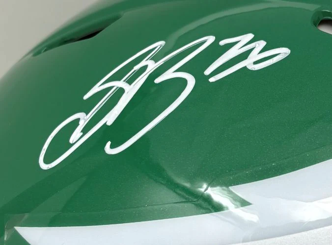 Saquon Barkley Signed Eagles FS Kelly Green Authentic Speed Helmet PSA/DNA - Image 2