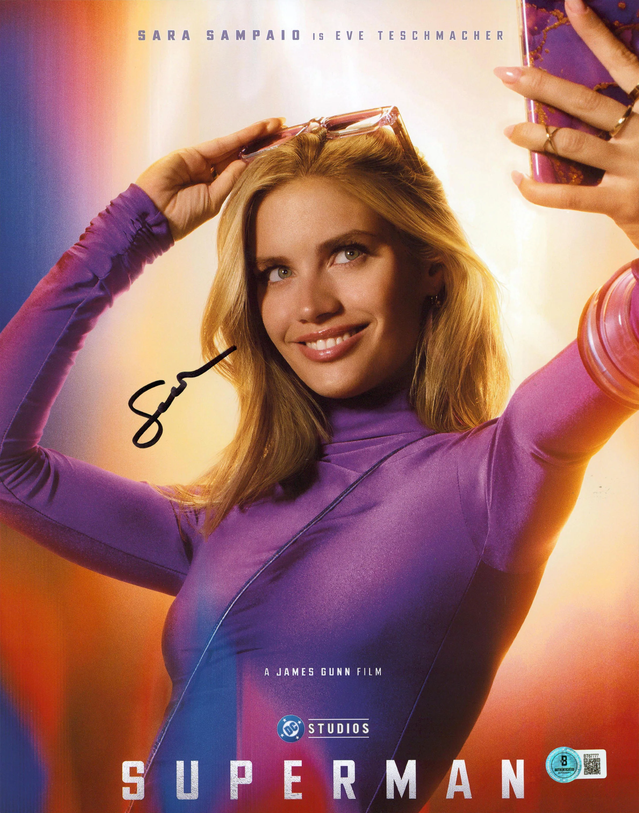 Sara Sampaio Superman Authentic Signed 11x14 Vertical Photo BAS #BT67777 - Image 2