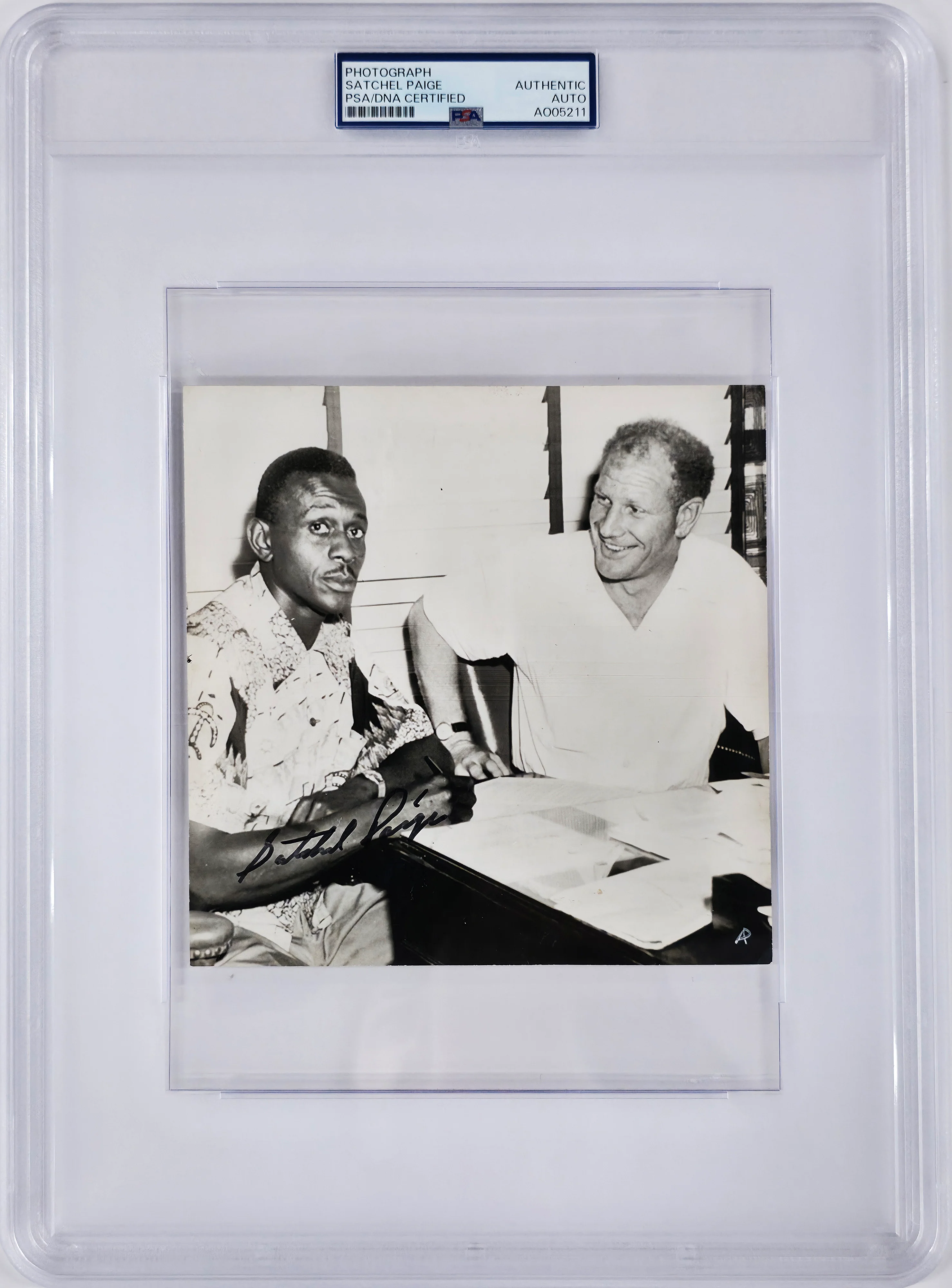 Satchel Paige Autographed 6x6 Photo With Bill Veeck PSA/DNA #AO05211 - Image 2