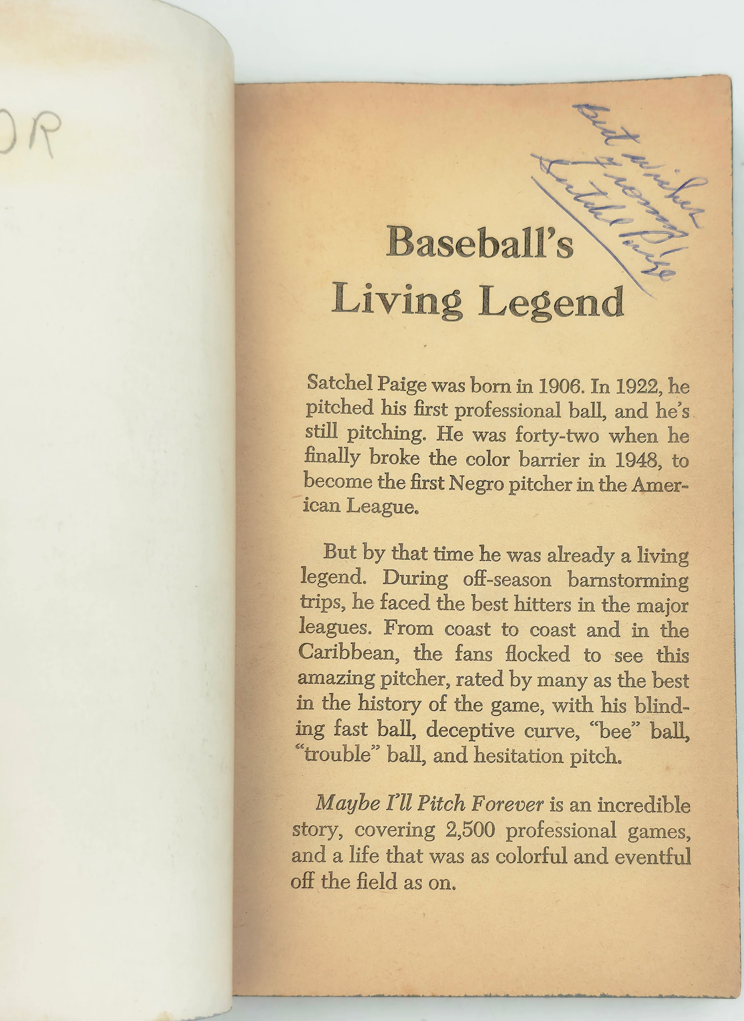 Satchel Paige Autographed Maybe I'll Pitch Forever Book Negro Leagues "Best Wishes" Beckett BAS #AE43590 - Image 2