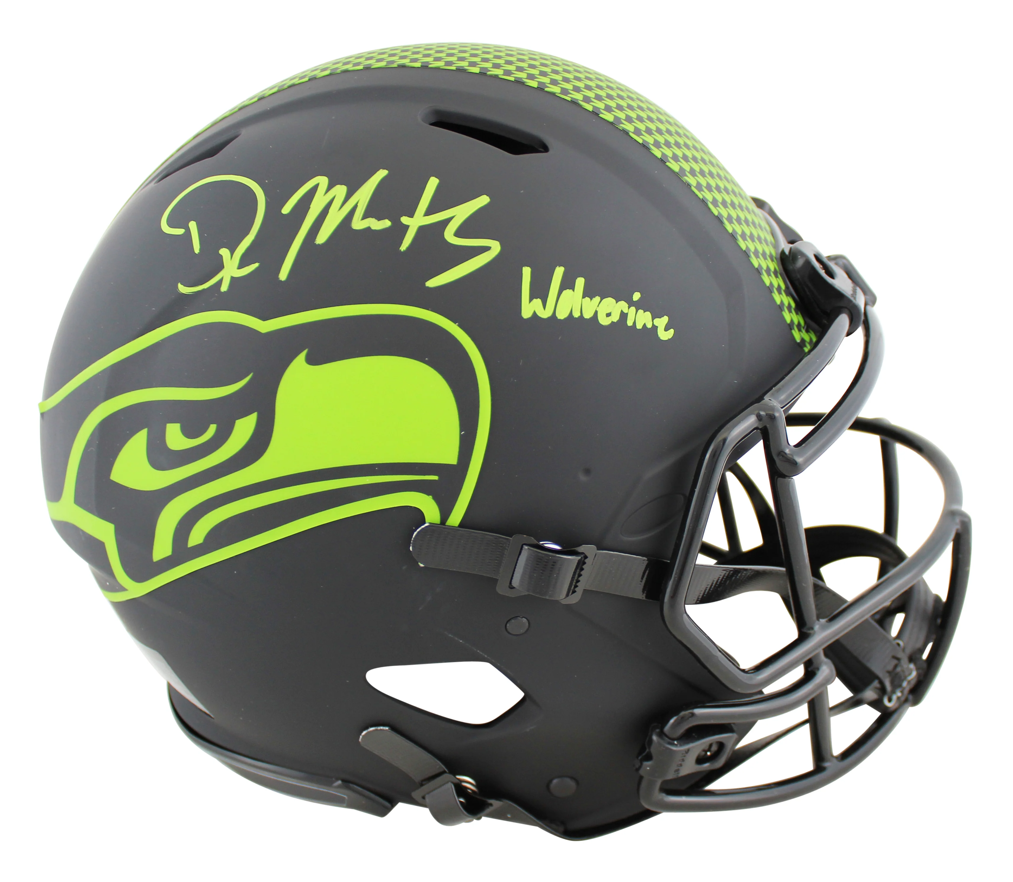 Seahawks DK Metcalf Signed Eclipse F/S Speed Proline Helmet w/ Case BAS Witness - Image 3