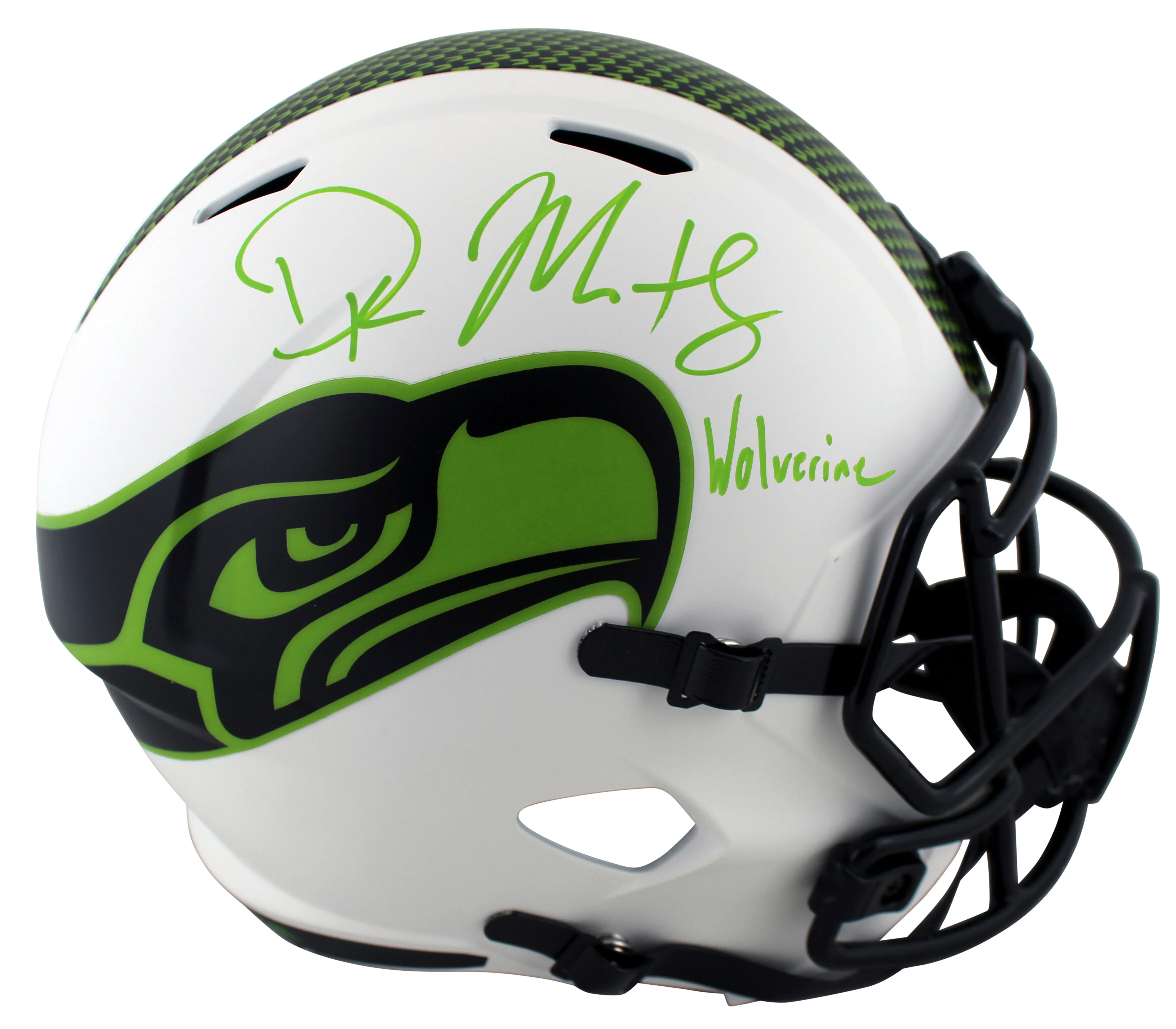 Seahawks DK Metcalf Wolverine Signed Lunar F/S Speed Proline Helmet w Case BAS W - Image 3