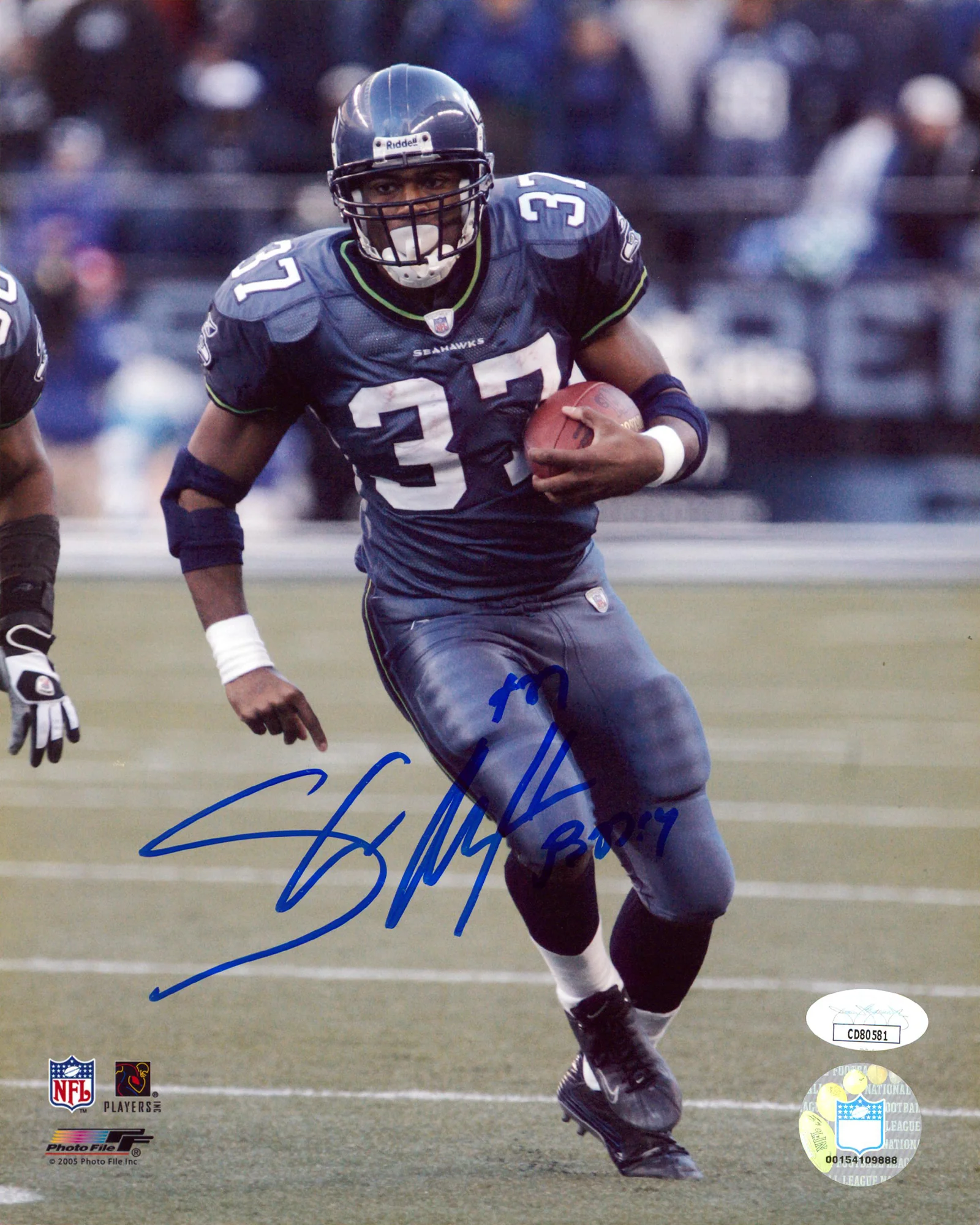 Seahawks Shaun Alexander Authentic Signed 8x10 PhotoFile Photo JSA #CD80581 - Image 2