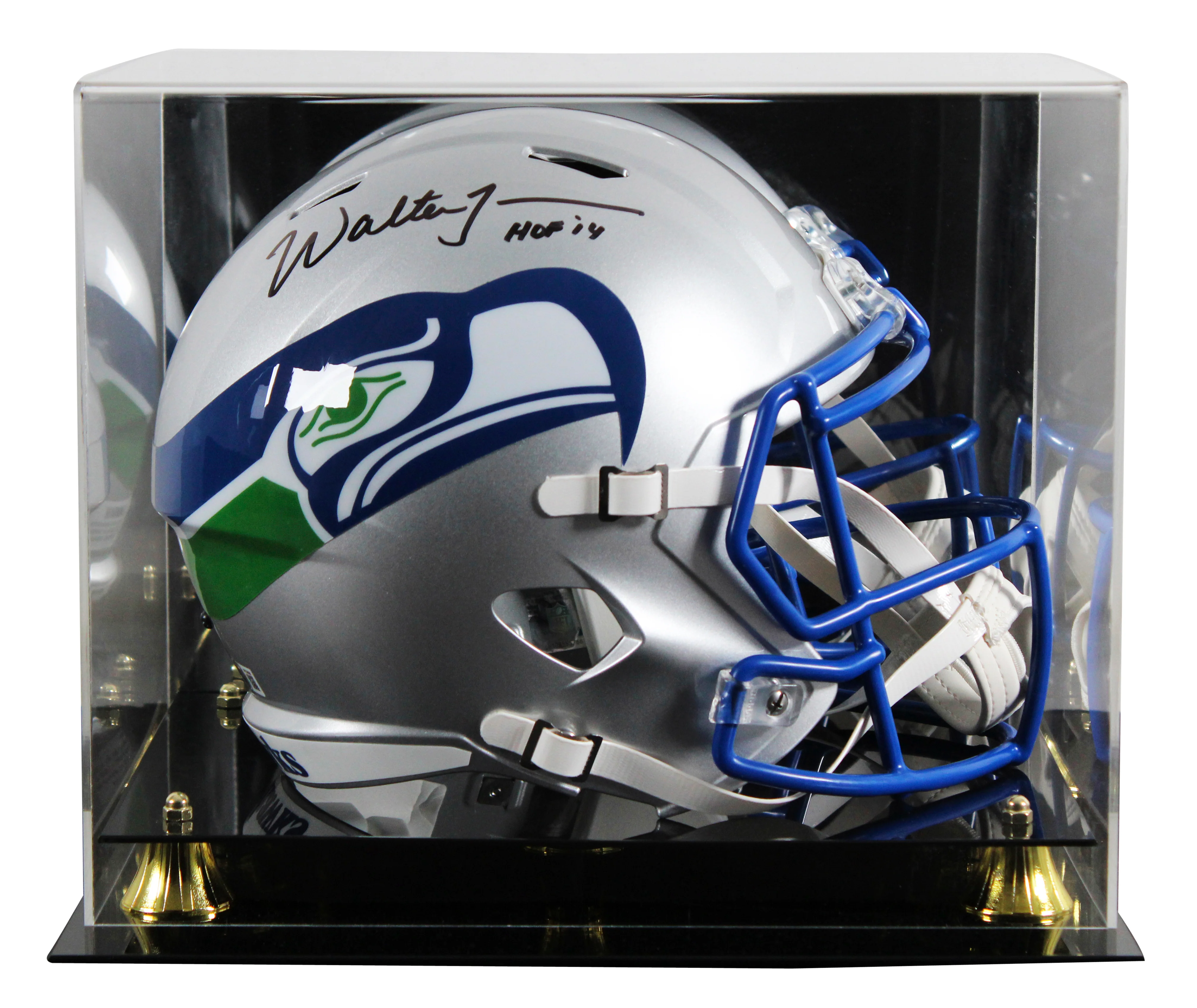 Seahawks Walter Jones "HOF" Signed 1983-01 TB F/S Speed Rep Helmet W/ Case BAS W - Image 2