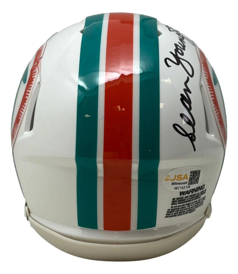 Sean Young Ace Ventura Signed Dolphins Mini Helmet Ray Finkle JSA QR w/ Case - Image 2