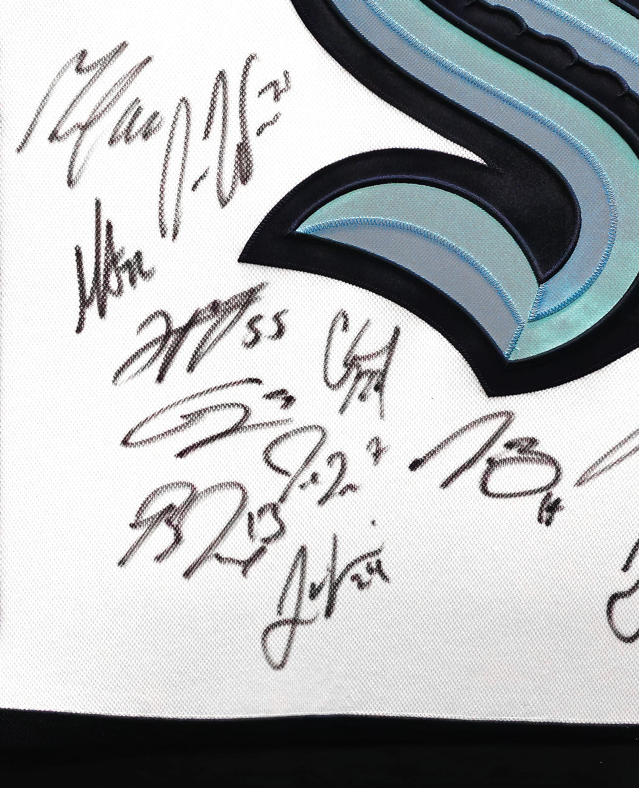 Seattle Kraken 2021-22 Inaugural Season Team Signed Autographed Framed White Adidas Jersey With 24 Signatures Including Jordan Eberle & Jared McCann Fanatics Holo Stock #223780 - Image 5