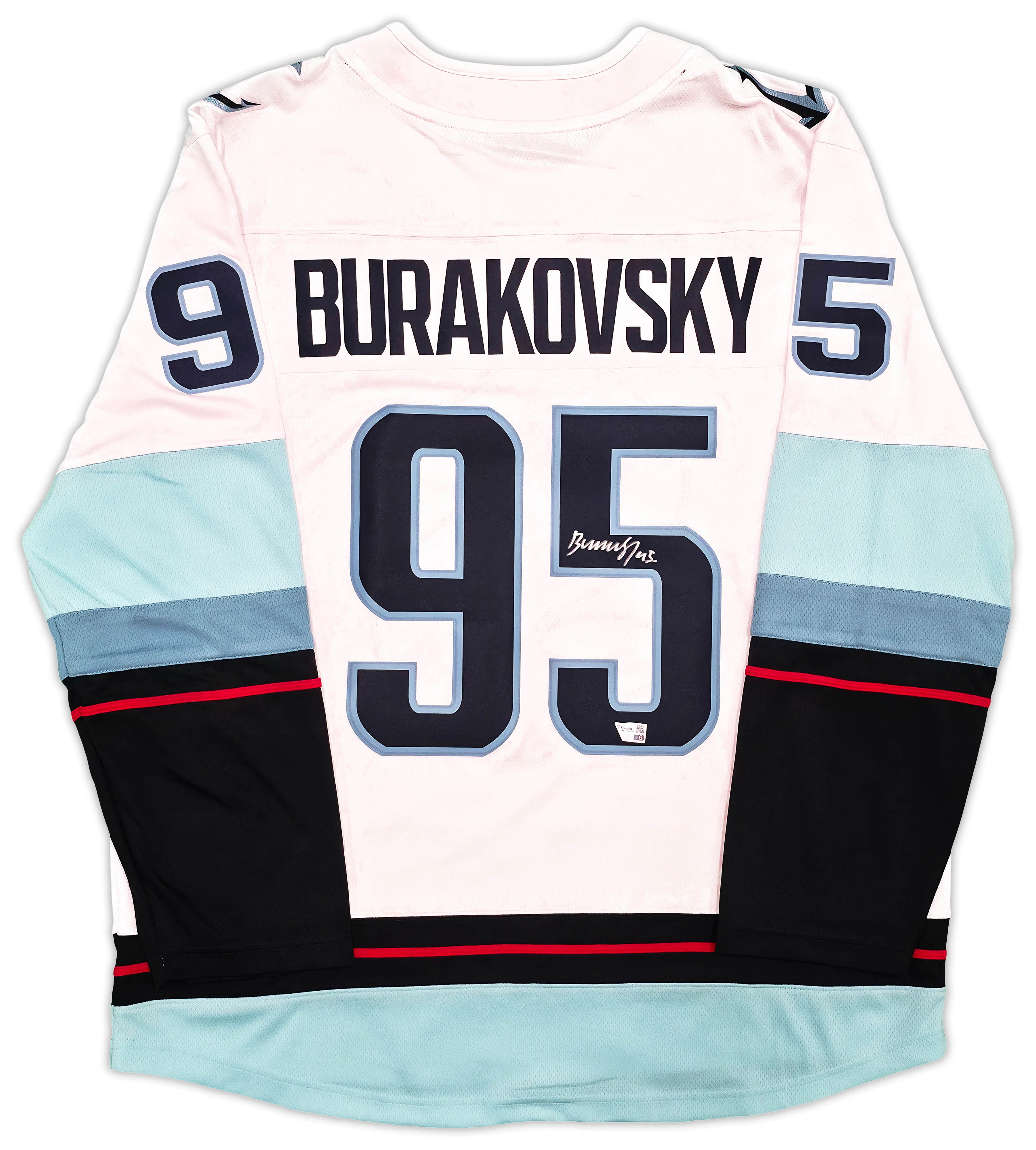 Seattle Kraken Andre Burakovsky Autographed White Fanatics Jersey Size XL Fanatics Holo Stock #257000