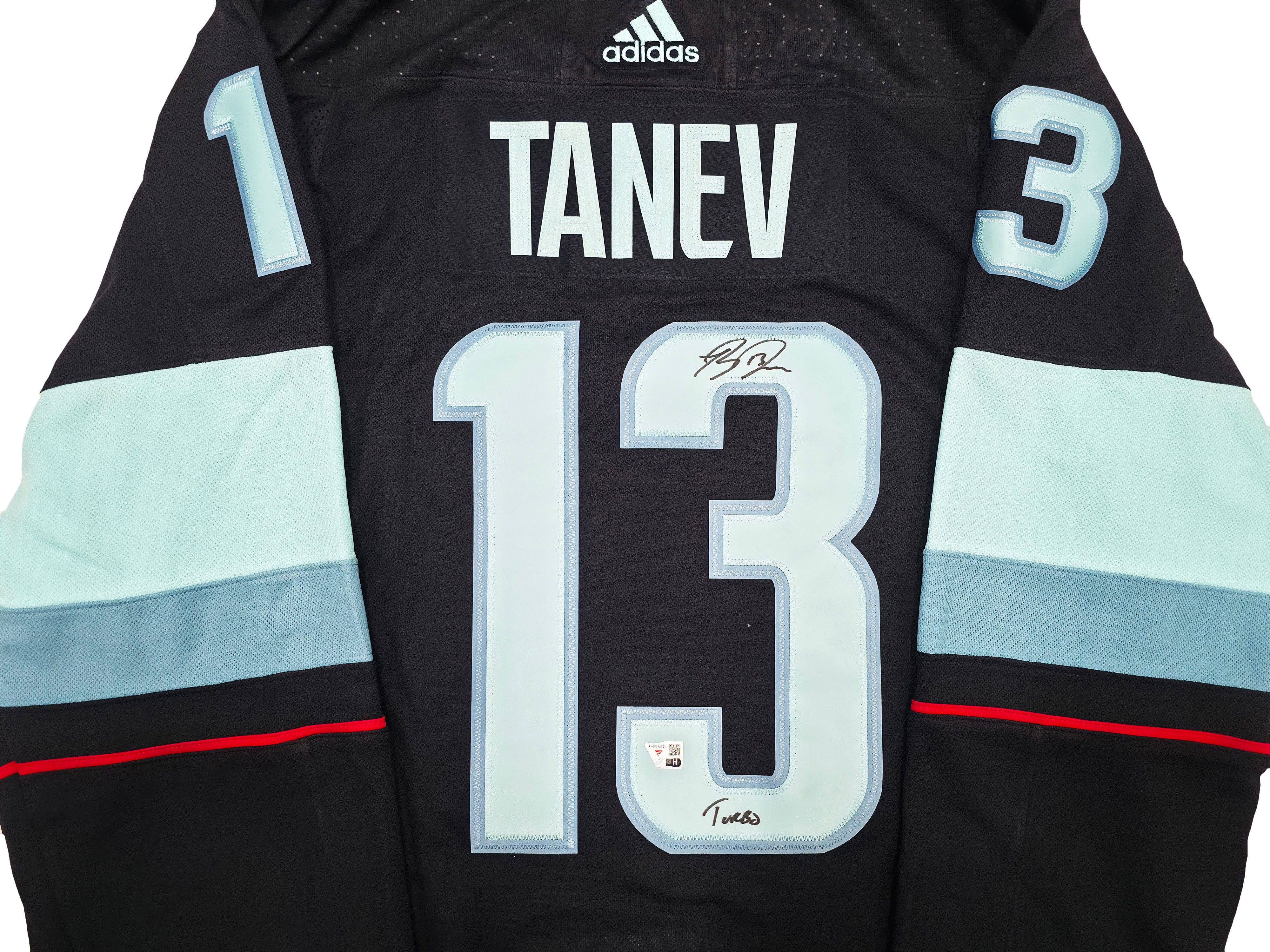Seattle Kraken Brandon Tanev Autographed Blue Adidas Authentic Primegreen Inaugural Season Jersey Size 54 "Turbo" Fanatics Holo Stock #257013 - Image 2