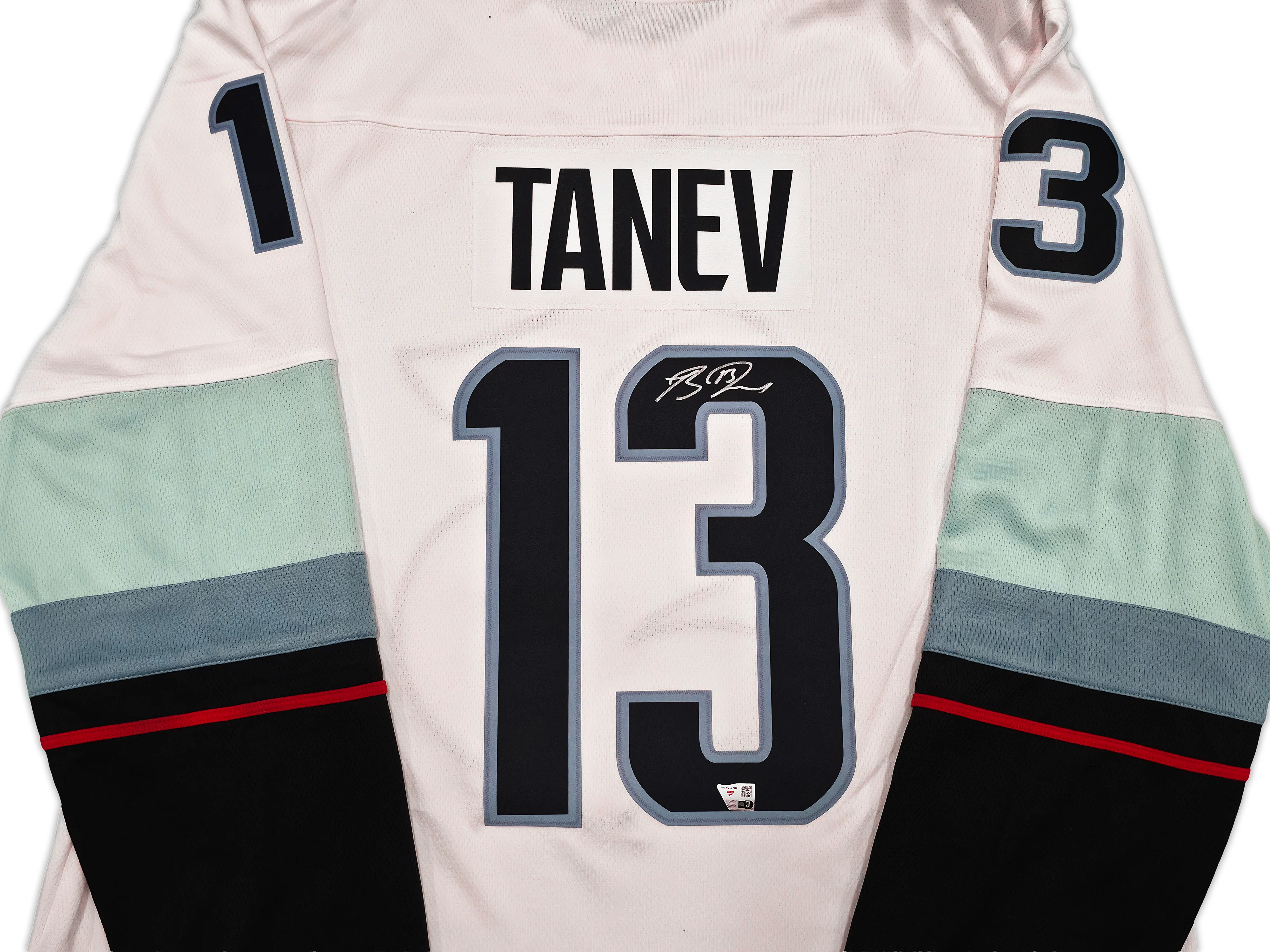 Seattle Kraken Brandon Tanev Autographed White Fanatics Jersey Size XL Fanatics Holo Stock #254455 - Image 2