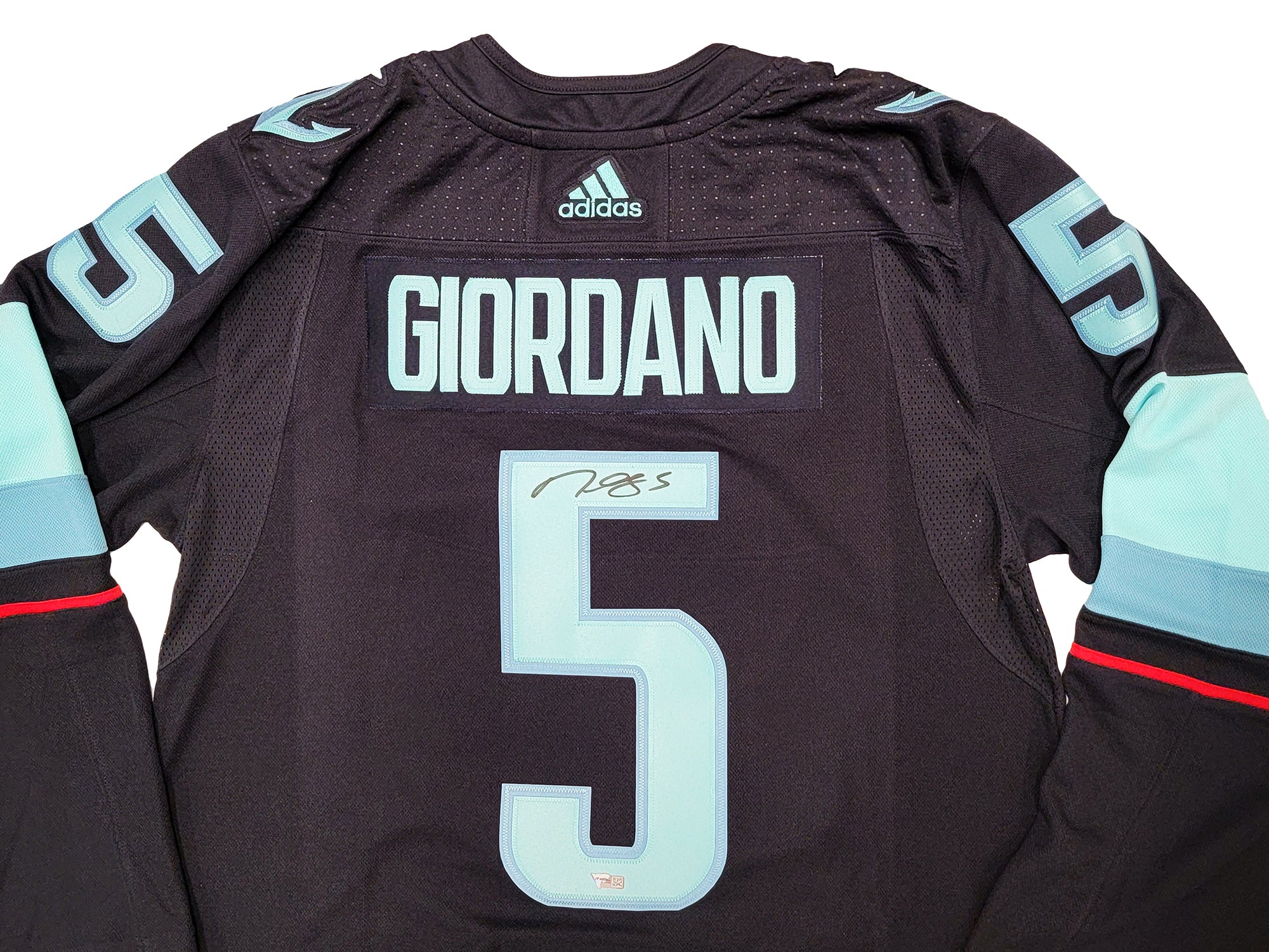 Seattle Kraken Mark Giordano Autographed Navy Adidas Authentic Jersey Size 54 Captain & Inaugural Season Patch Fanatics Holo Stock #210529 - Image 2