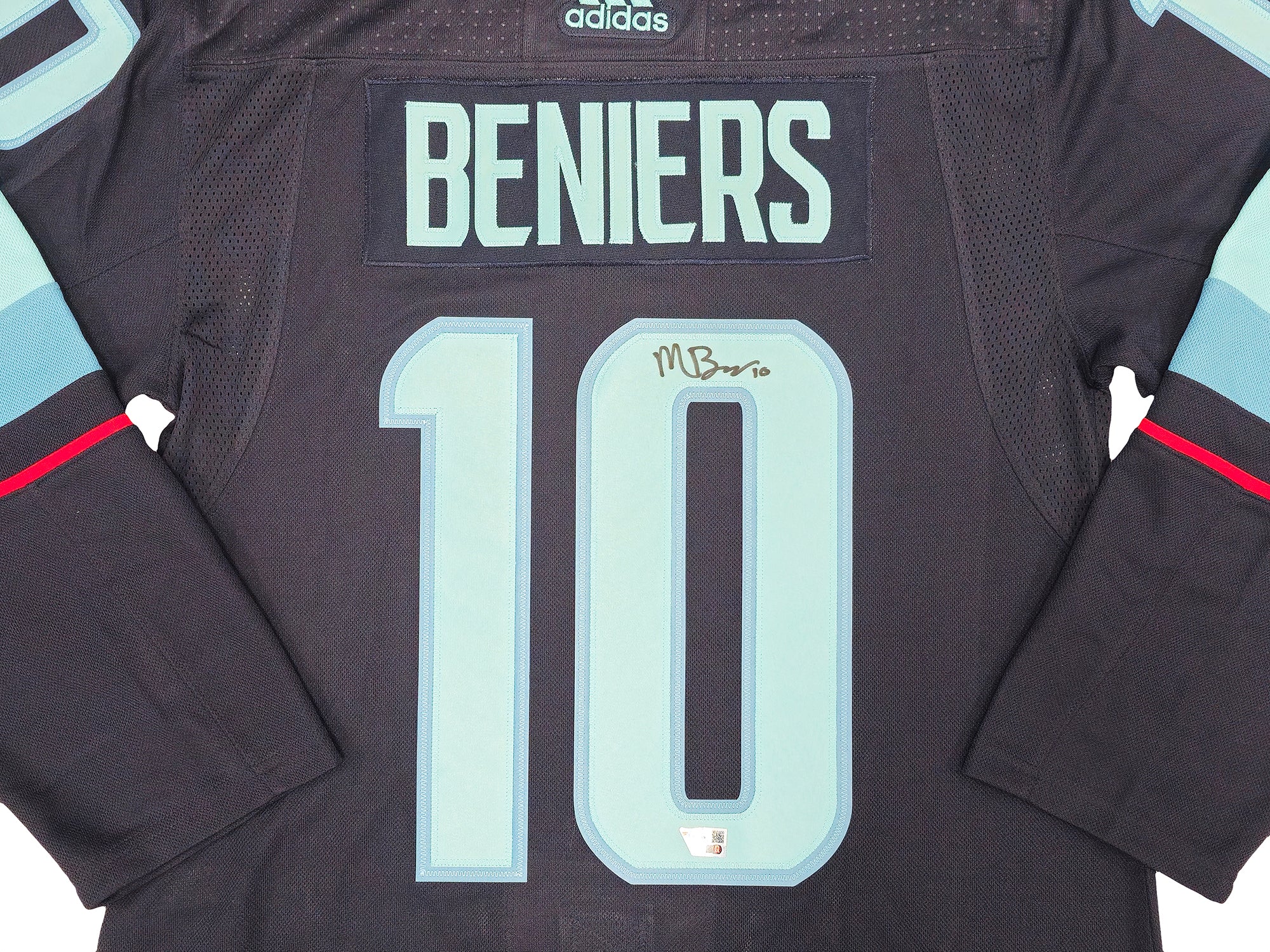 Seattle Kraken Matty Beniers Autographed Blue Adidas Authentic Jersey Size 46 Fanatics Holo Stock #222019 - Image 2
