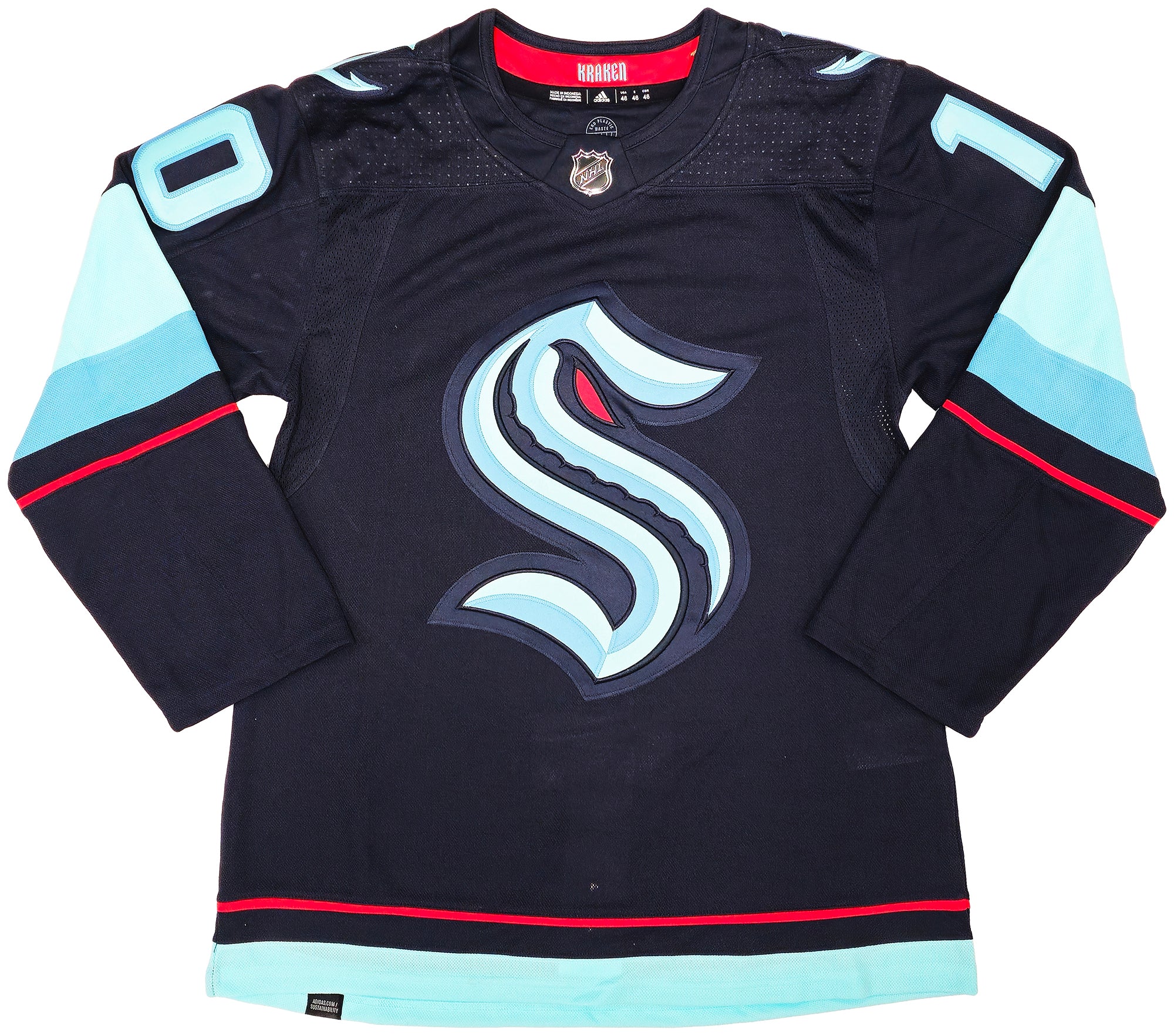 Seattle Kraken Matty Beniers Autographed Blue Adidas Authentic Jersey Size 46 Fanatics Holo Stock #222019 - Image 5