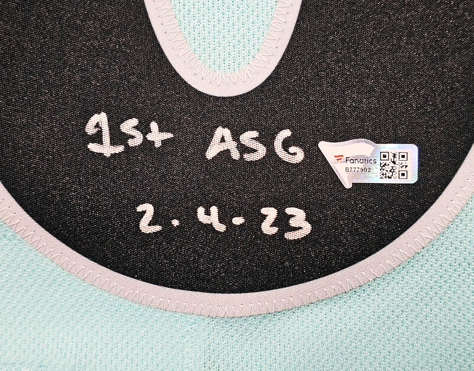 Seattle Kraken Matty Beniers Autographed White Adidas 2023 All Star Game Jersey Size 54 "1st ASG 2-4-23" Fanatics Holo Stock #215324 - Image 4