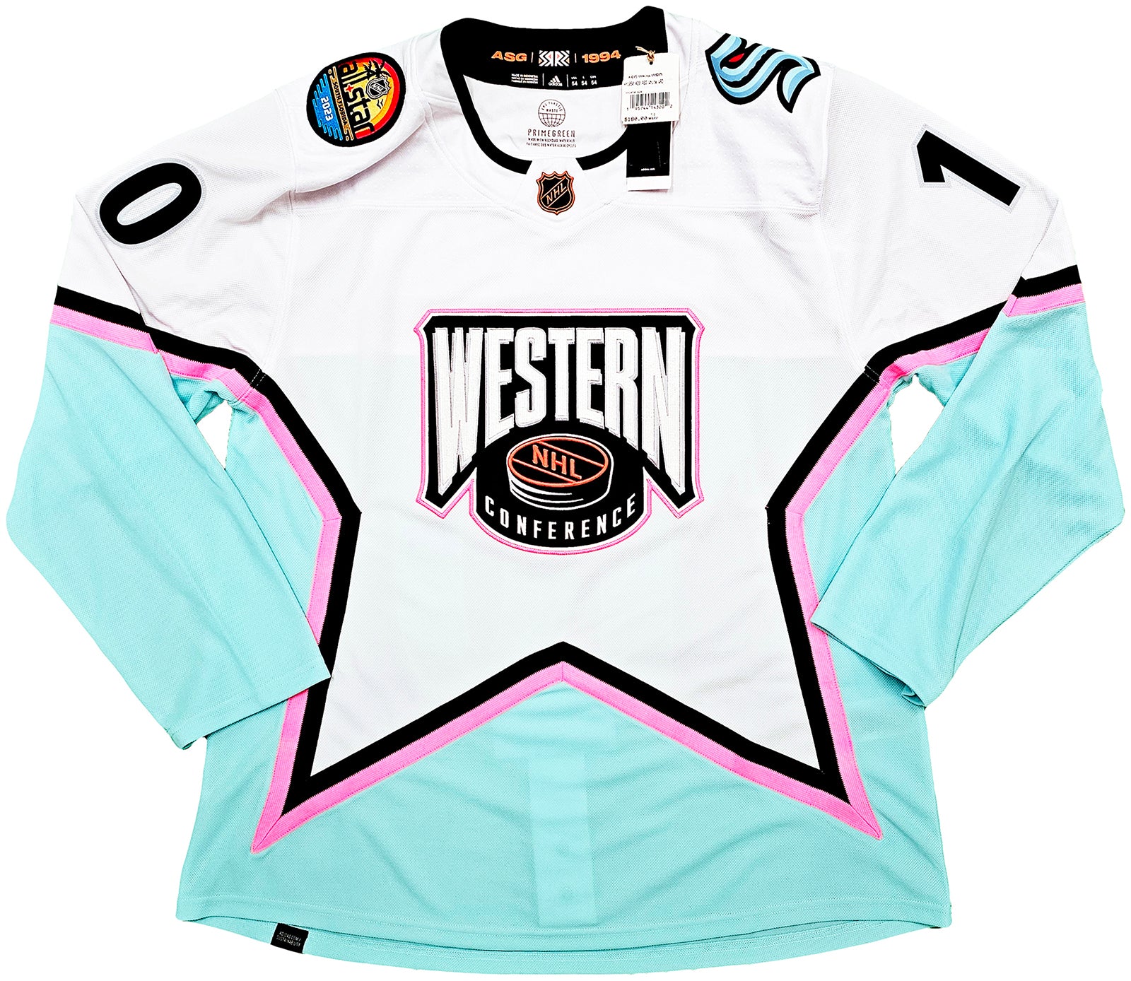 Seattle Kraken Matty Beniers Autographed White Adidas 2023 All Star Game Jersey Size 54 "1st ASG 2-4-23" Fanatics Holo Stock #215324 - Image 5