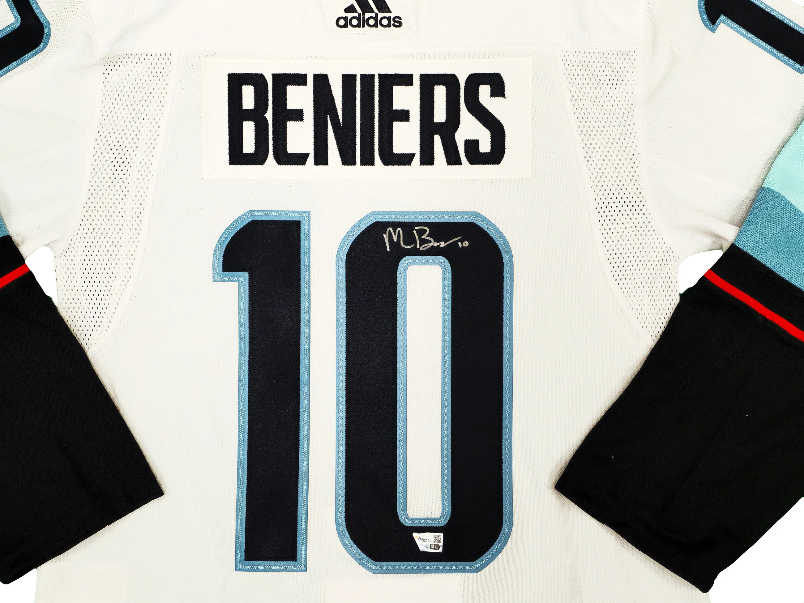 Seattle Kraken Matty Beniers Autographed White Adidas Authentic Jersey Size 46 Fanatics Holo Stock #222021 - Image 2