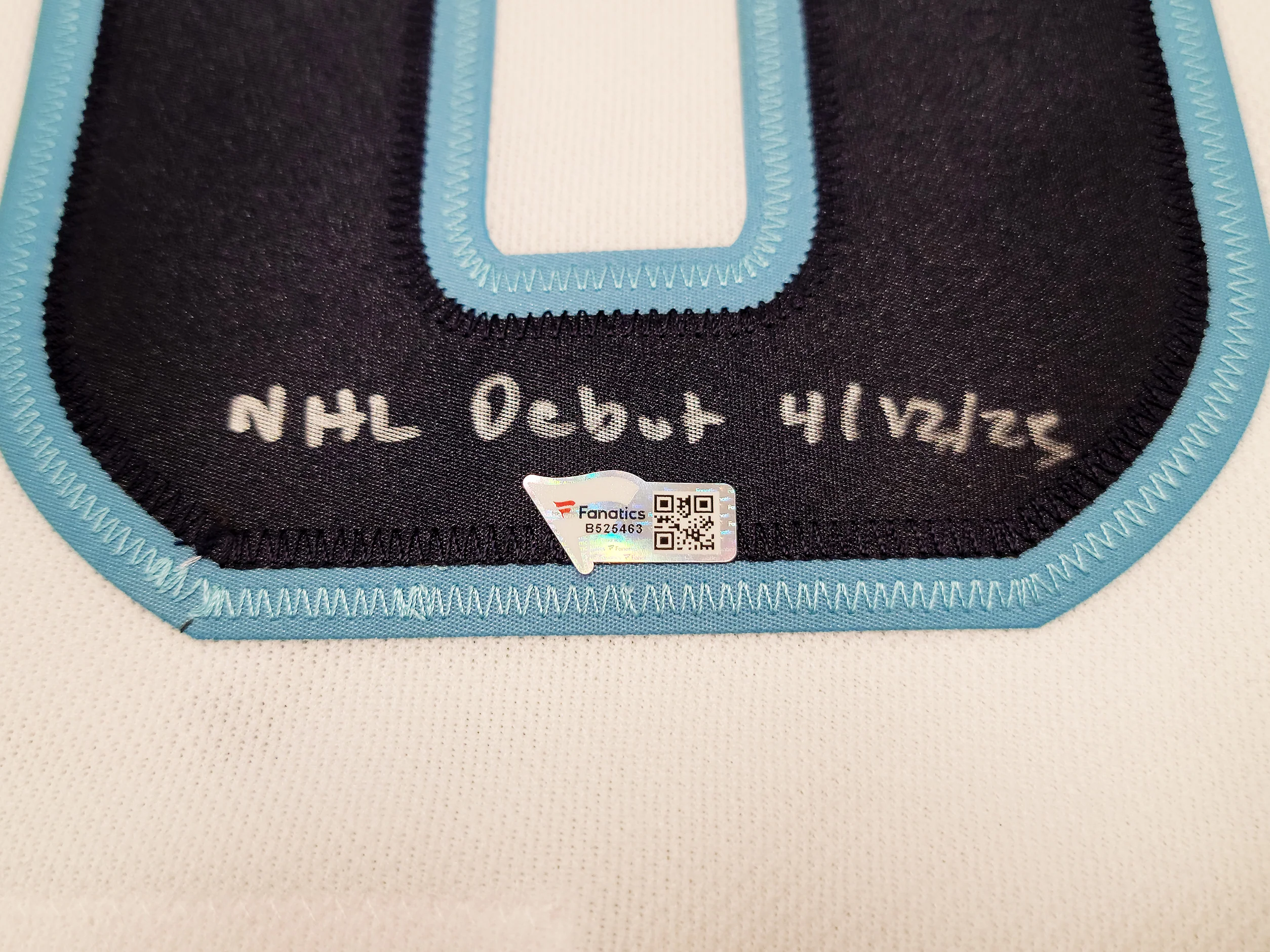 Seattle Kraken Matty Beniers Autographed White Adidas Authentic Jersey Size 54 With Inaugural Patch "NHL Debut" Fanatics Holo Stock #206011 - Image 5