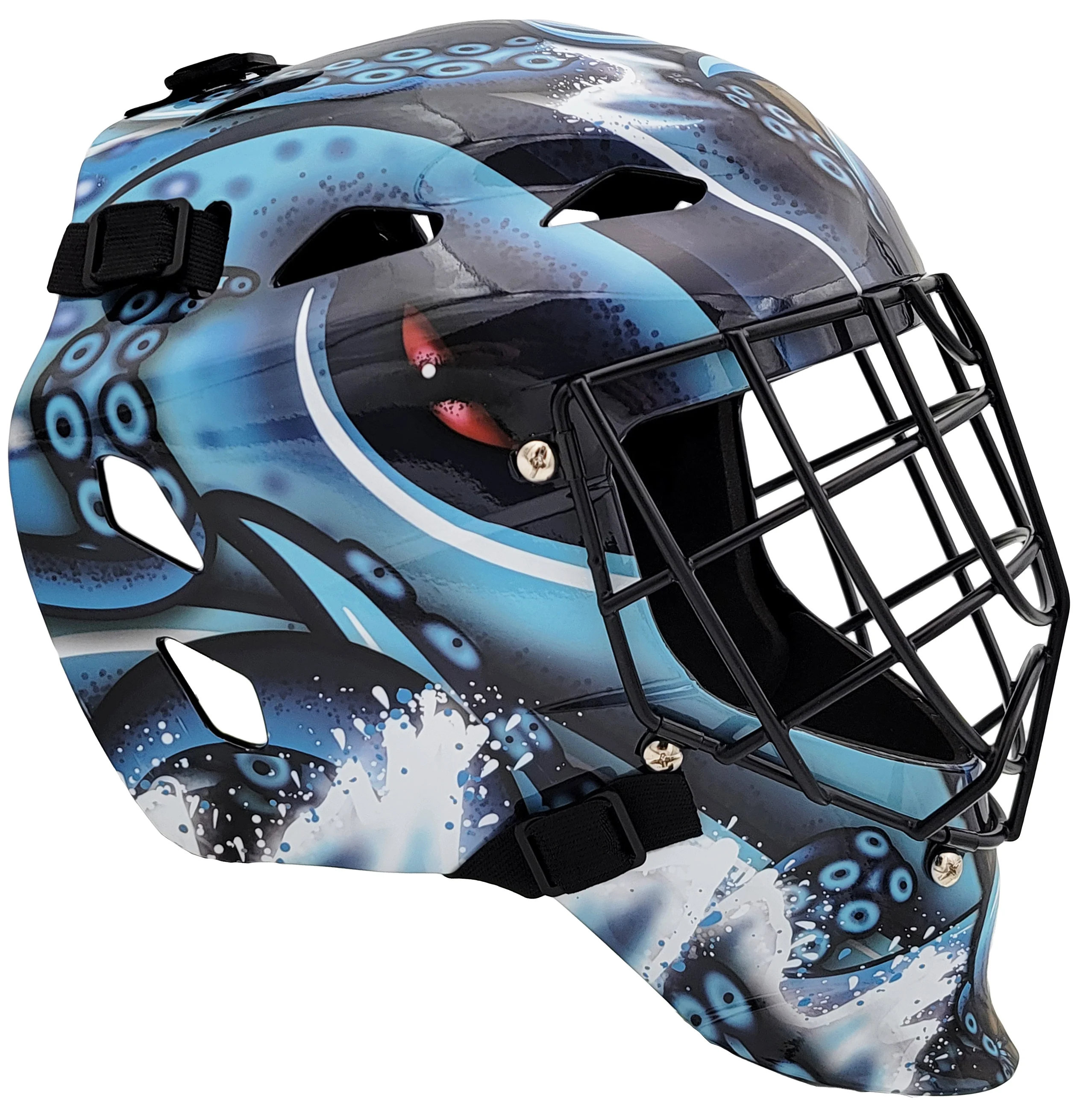 Seattle Kraken Unsigned Blue Franklin Full Size Goalie Mask Stock #201701 - Image 3