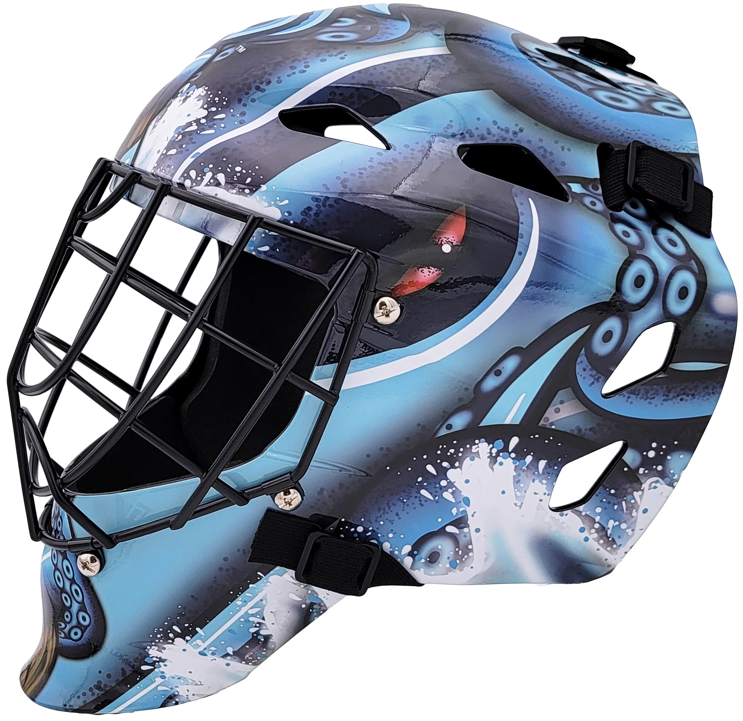 Seattle Kraken Unsigned Blue Franklin Full Size Goalie Mask Stock #201701 - Image 4