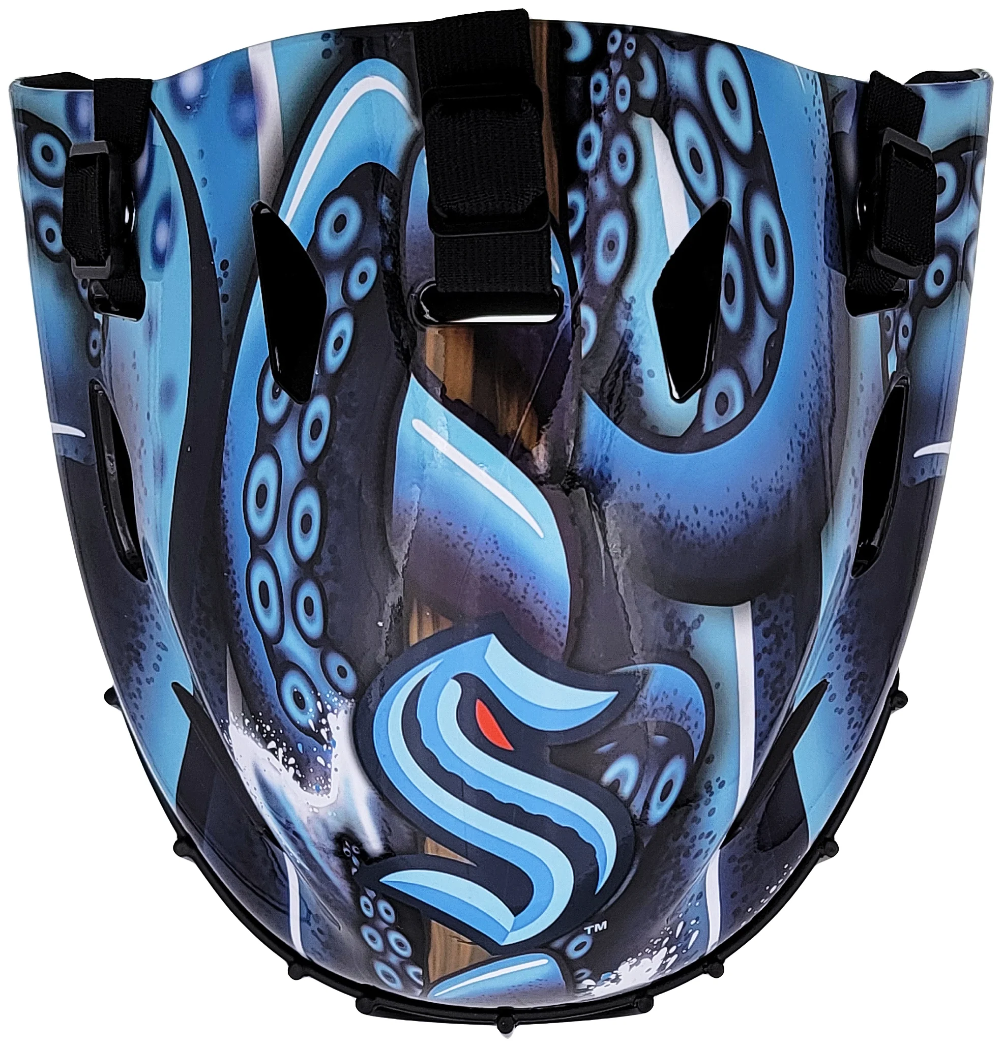 Seattle Kraken Unsigned Blue Franklin Full Size Goalie Mask Stock #201701 - Image 5