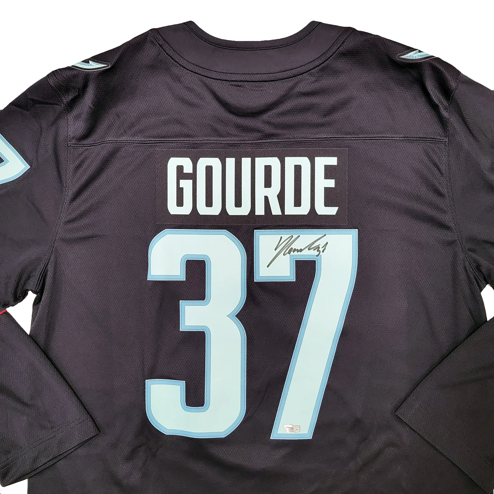 Seattle Kraken Yanni Gourde Autographed Blue Fanatics Jersey Size L Fanatics Holo Stock #211613 - Image 2
