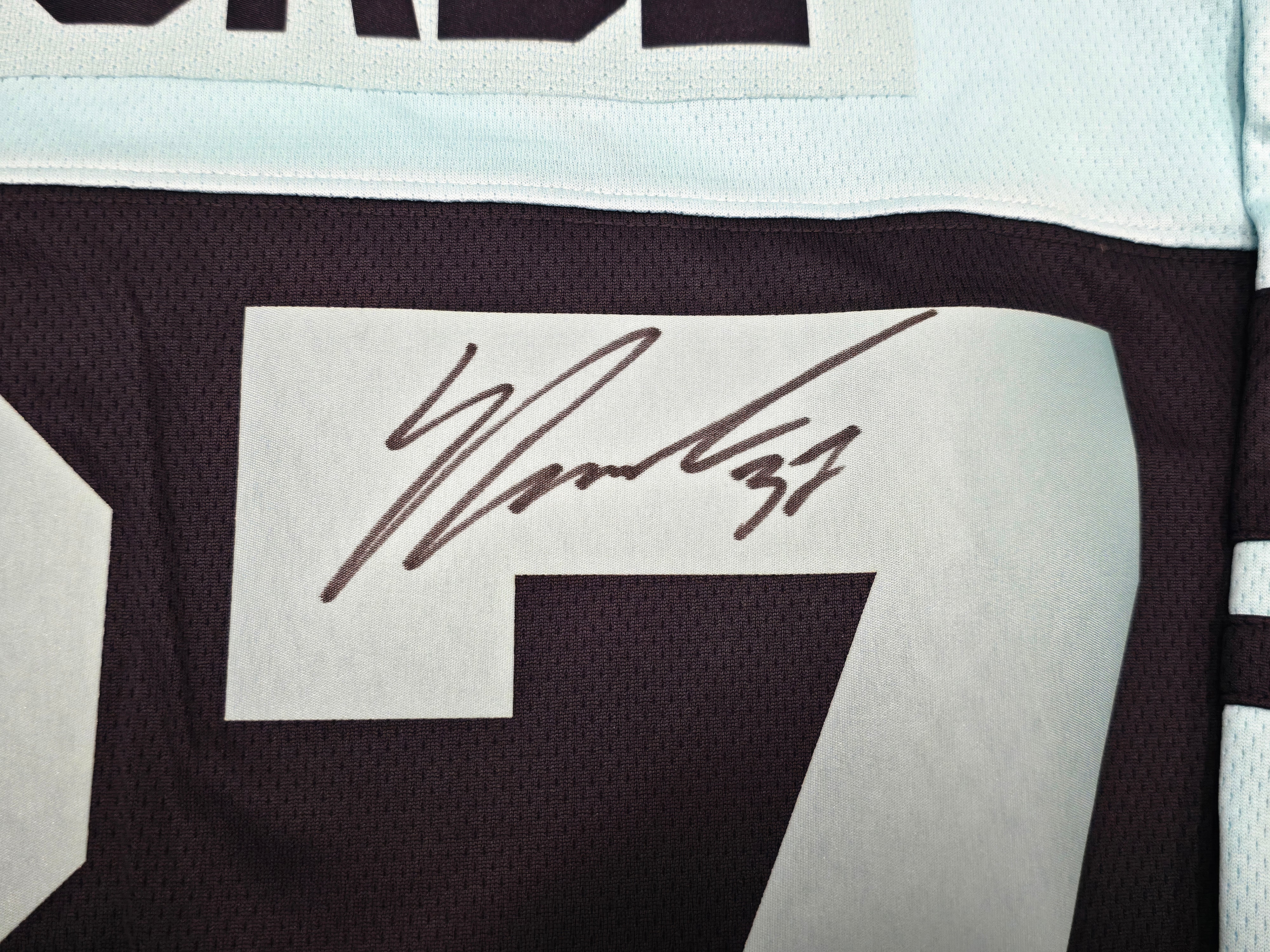 Seattle Kraken Yanni Gourde Autographed Blue & Green Fanatics Reverse Retro Jersey Size XL Fanatics Holo Stock #254449 - Image 3