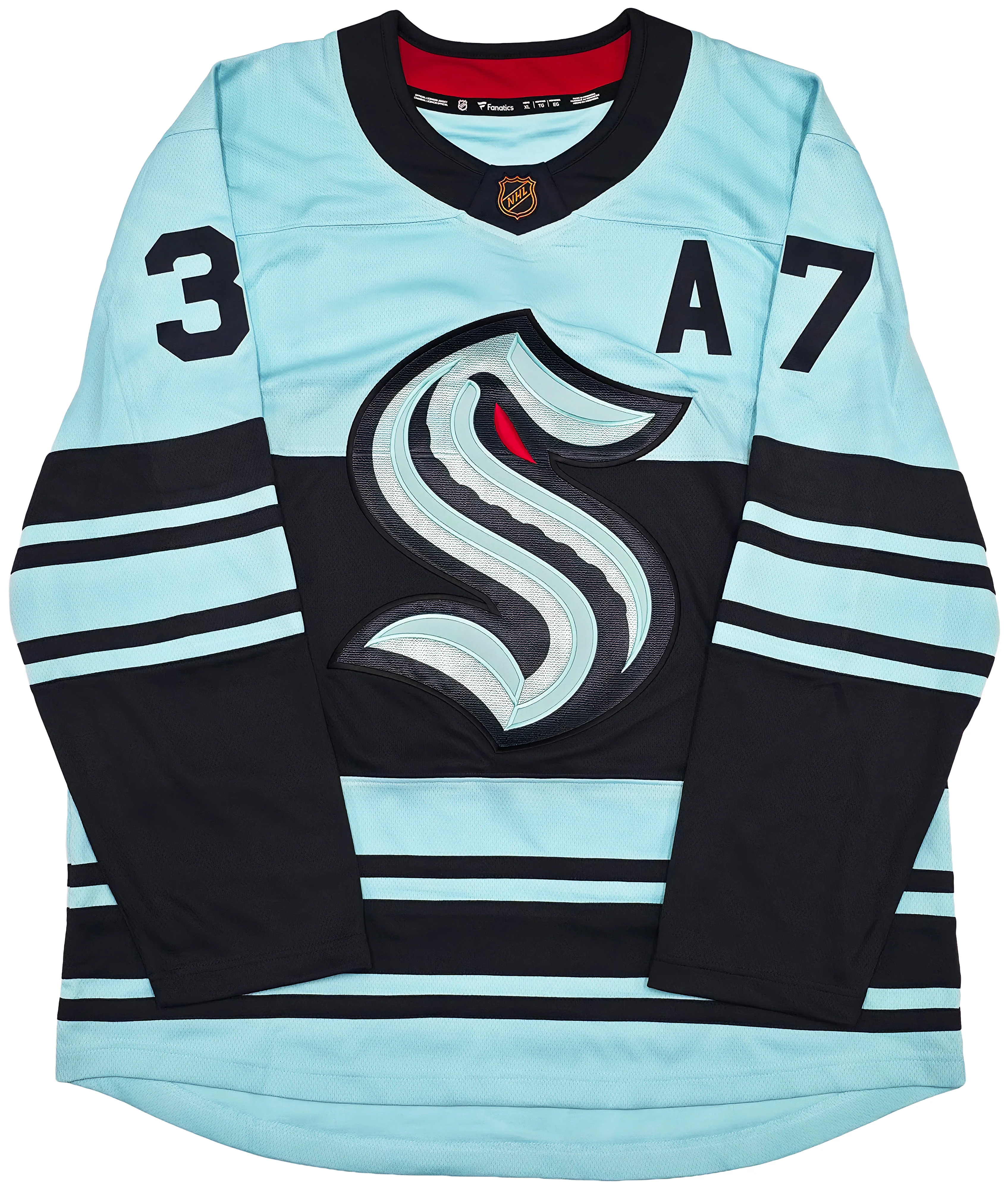Seattle Kraken Yanni Gourde Autographed Blue & Green Fanatics Reverse Retro Jersey Size XL Fanatics Holo Stock #254449 - Image 5