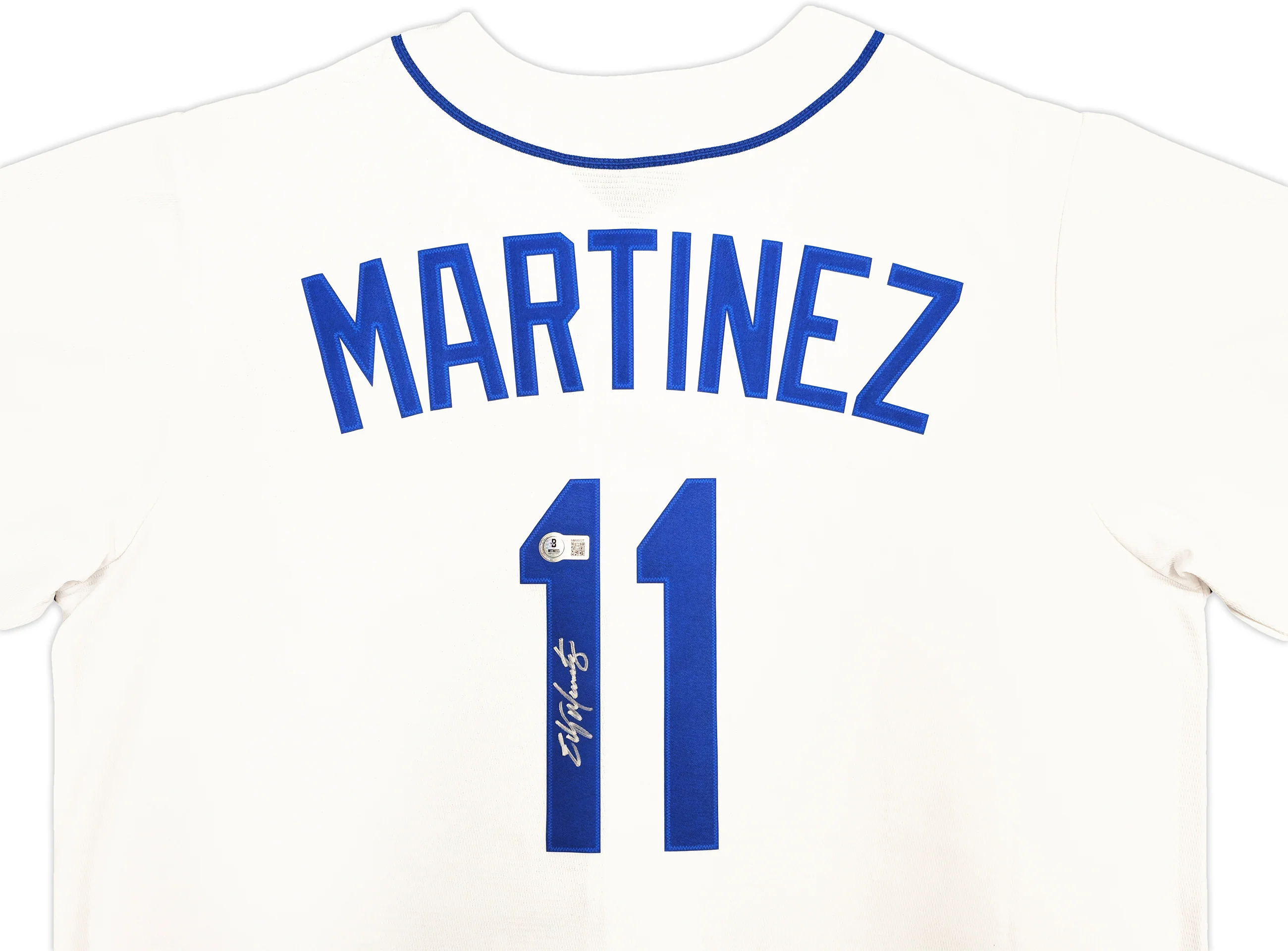 Seattle Mariners Edgar Martinez Autographed White Nike Cooperstown Collection Jersey Size L Beckett BAS Witness Stock #230595 - Image 3