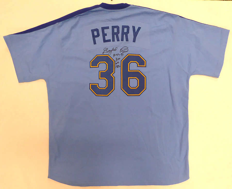 Seattle Mariners Gaylord Perry Autographed Blue Authentic Mitchell & Ness Jersey "HOF 91, 300 Win 1982" Beckett BAS QR #BK65793 - Image 2