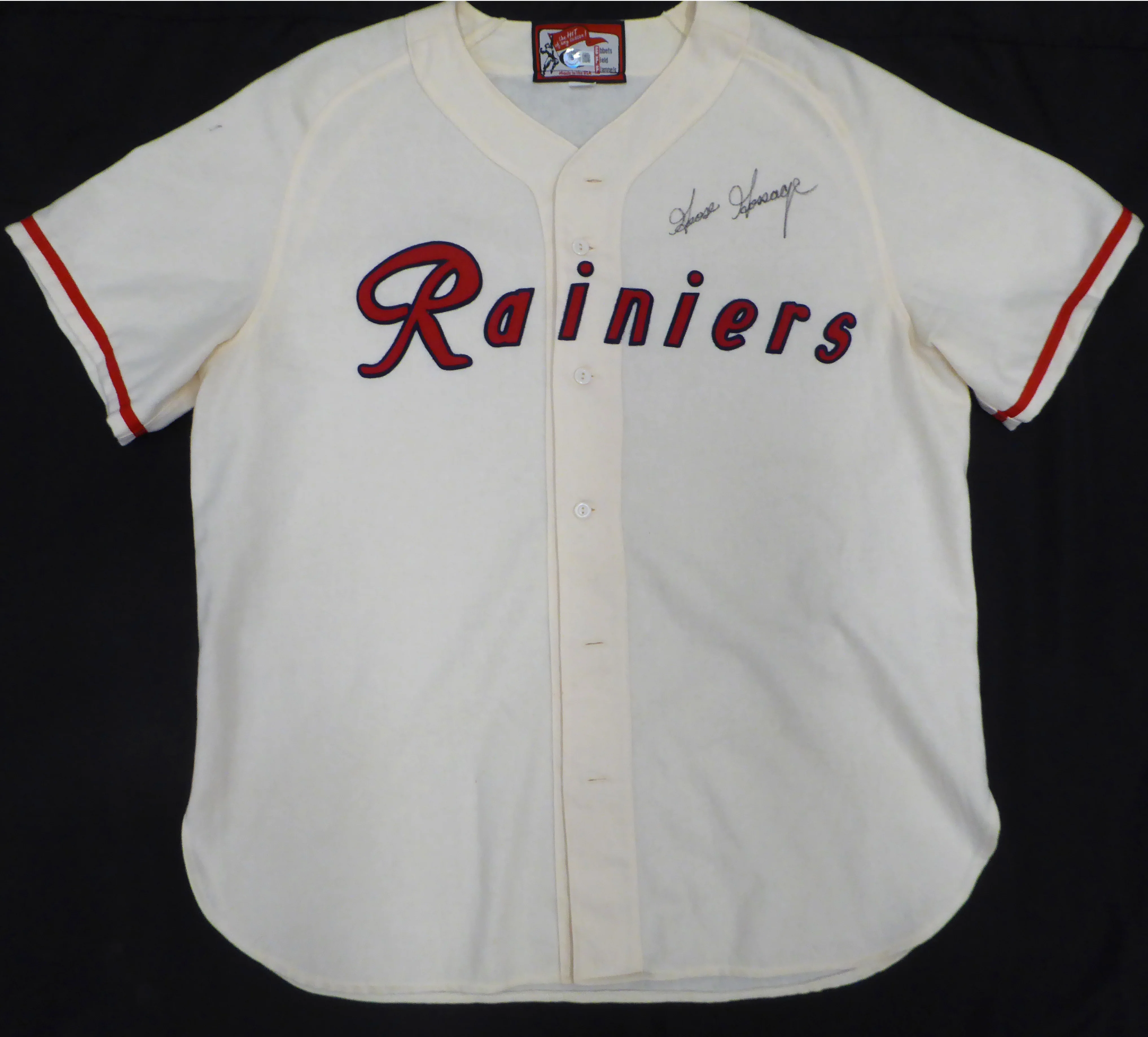 Seattle Mariners Goose Gossage Autographed Cream Ebbets Field Flannels Jersey June 11, 1994 Ebbets Field Turn Back The Clock Beckett BAS QR #BH26885 - Image 2