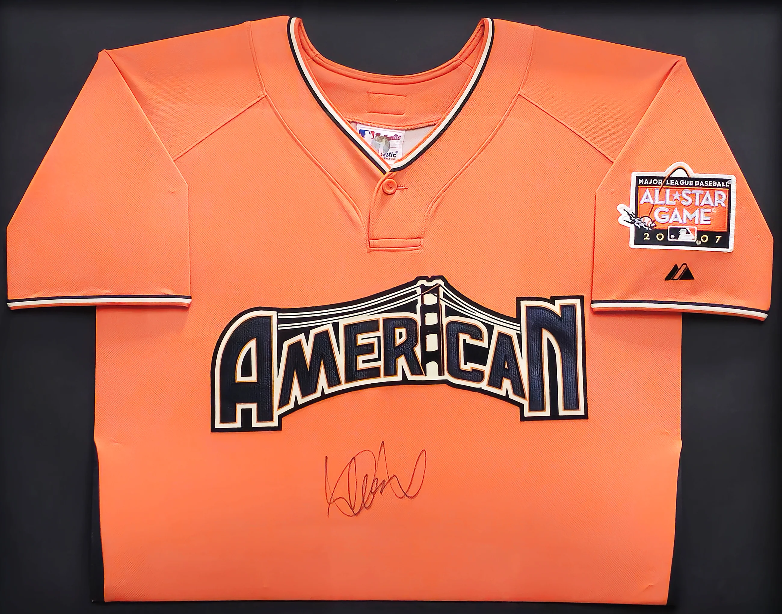 Seattle Mariners Ichiro Suzuki Autographed Framed Orange Majestic 2007 All Star Game Jersey IS Holo SKU #224278 - Image 2