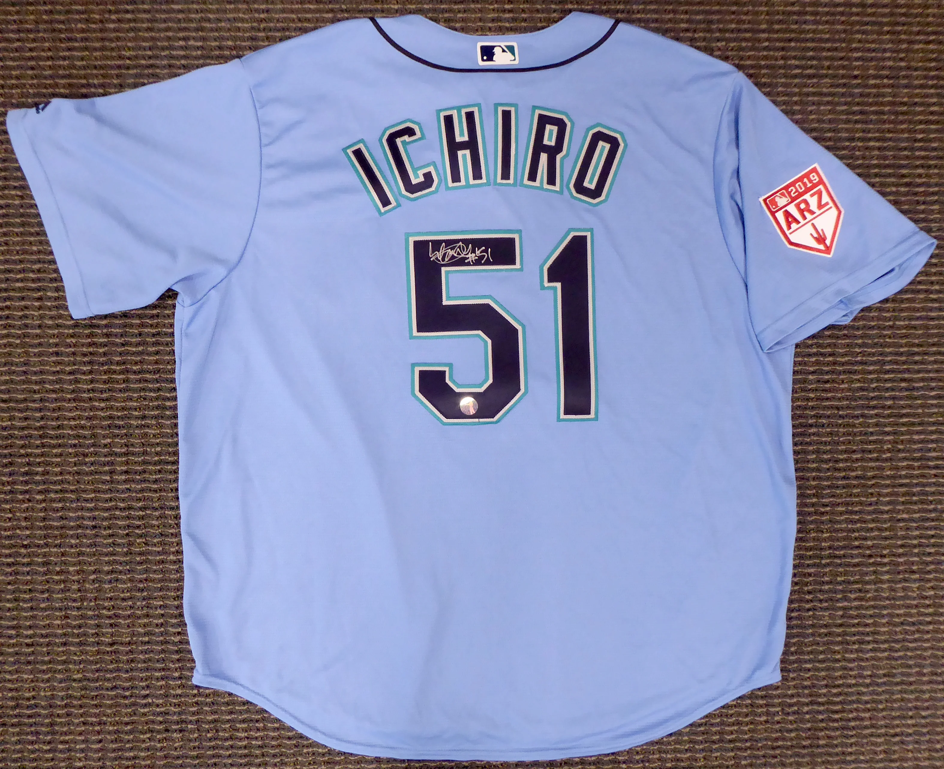 Seattle Mariners Ichiro Suzuki Autographed Blue Majestic 2019 Spring Training Jersey Size XXL IS Holo SKU #193828820 - Image 2