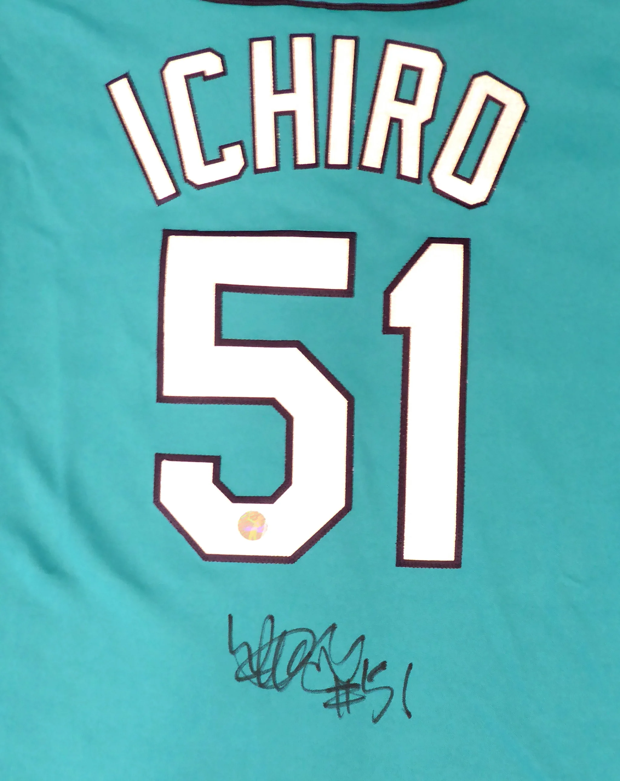 Seattle Mariners Ichiro Suzuki Autographed Teal Majestic Jersey Size M IS Holo SKU #193820
