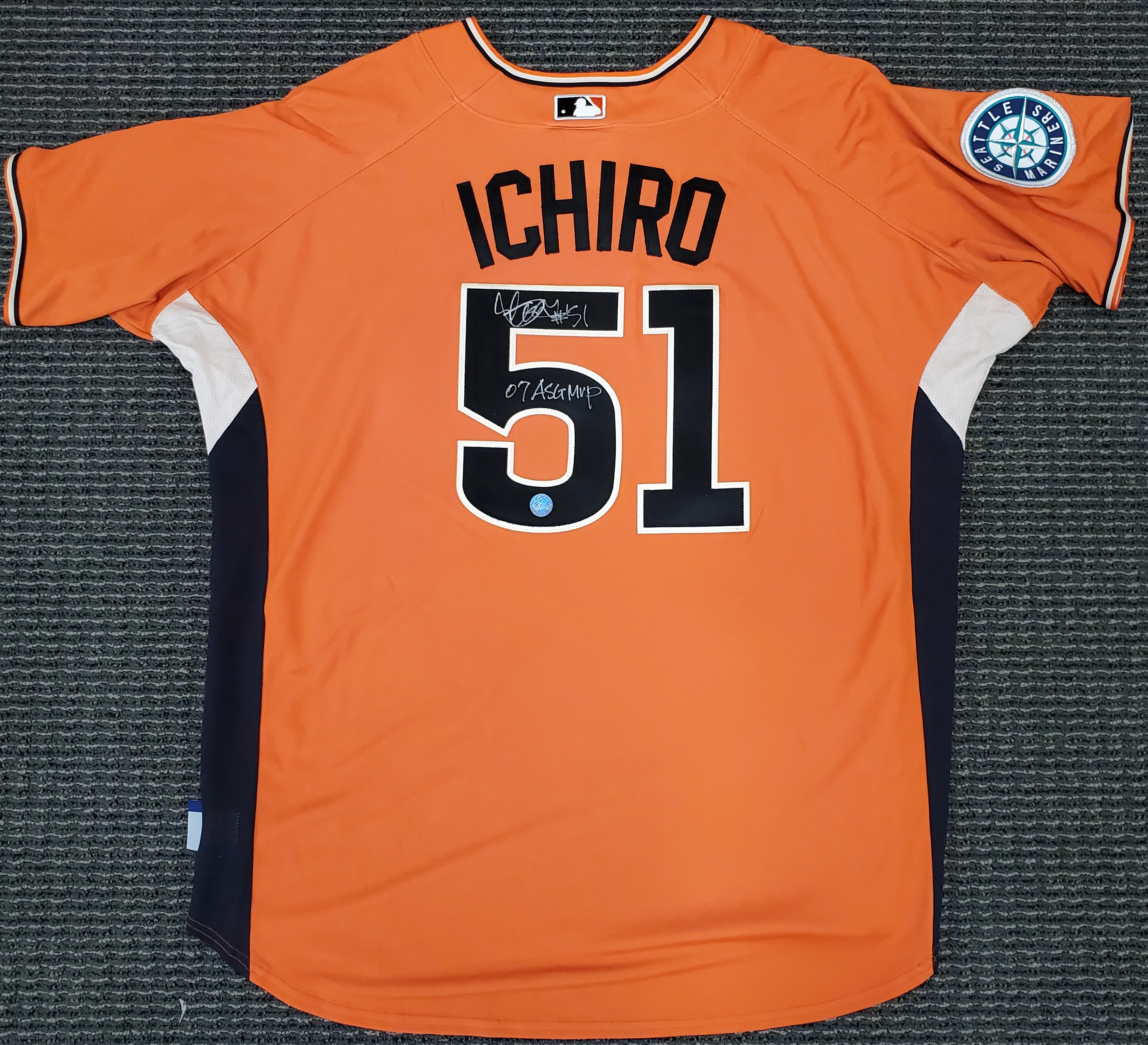 Seattle Mariners Ichiro Suzuki Autographed Orange Majestic 2007 All-Star Game Jersey "07 ASG MVP" Size XXL IS Holo Stock #189998 - Image 3