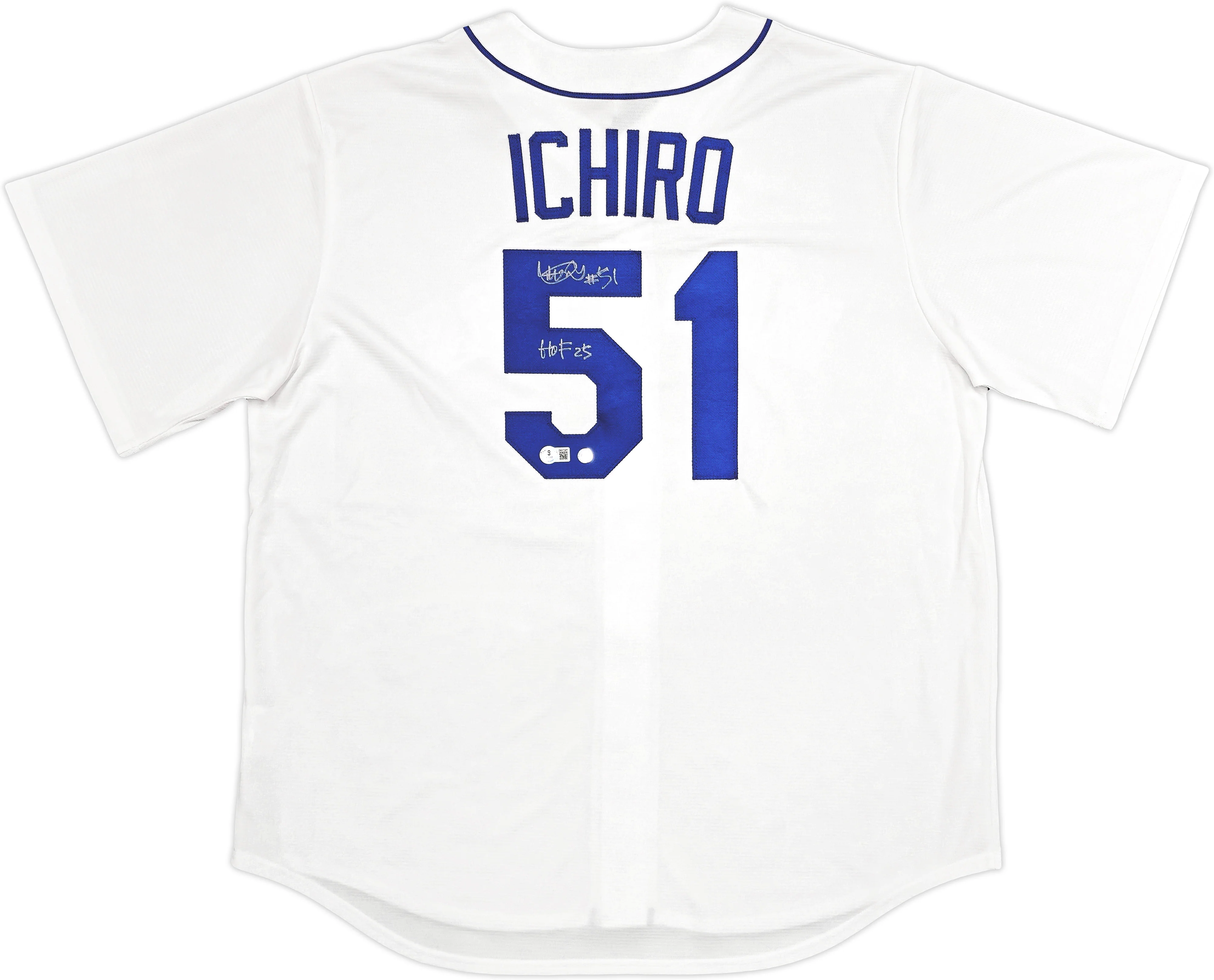 Seattle Mariners Ichiro Suzuki Autographed White Nike Cooperstown Collection Jersey Size XL "HOF 25" IS Holo & Beckett BAS Witness QR Stock #238318 - Image 2