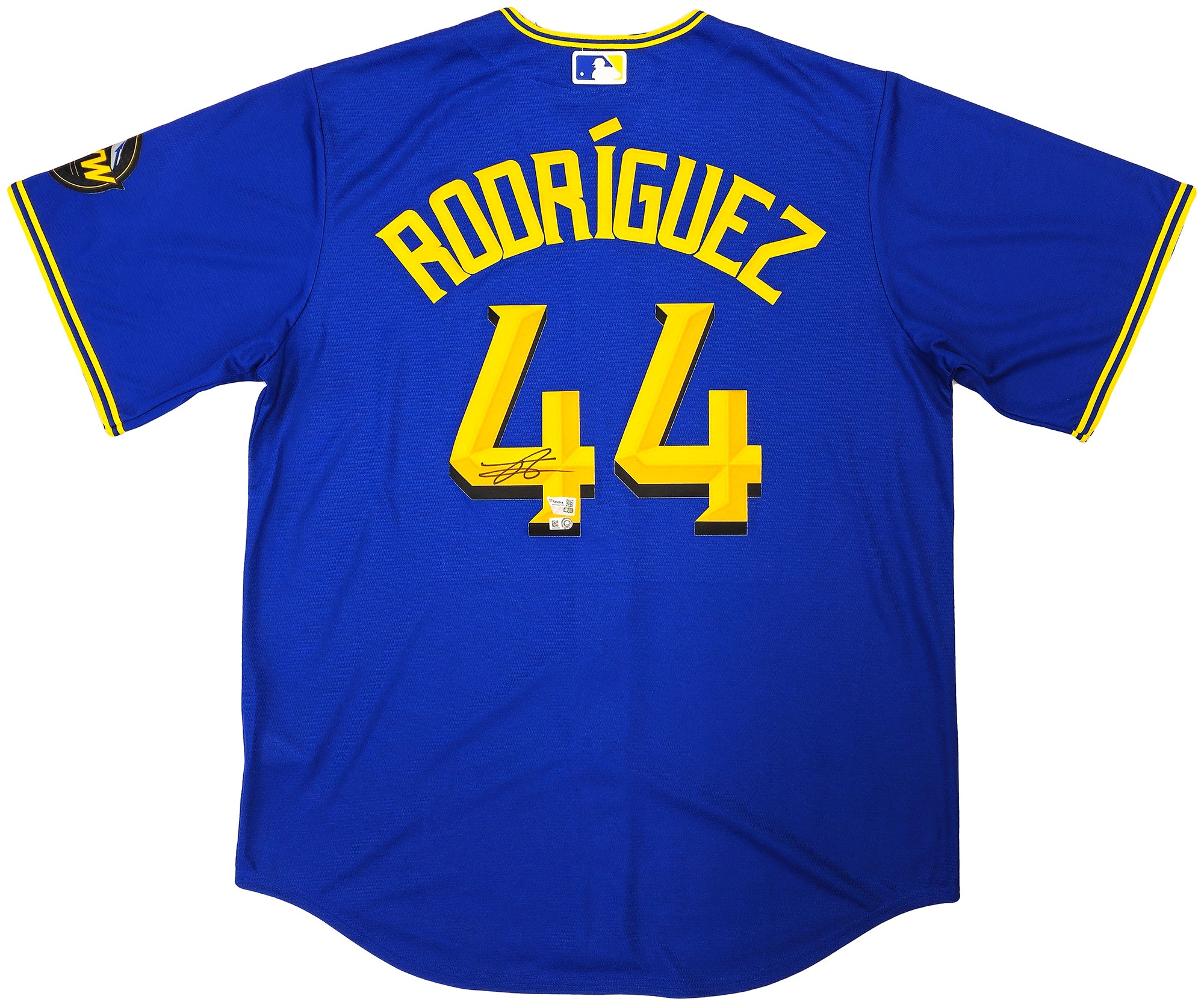 Seattle Mariners Julio Rodriguez Autographed Blue Nike City Connect Jersey Size L Fanatics and MLB Holo Stock #222806 - Image 2