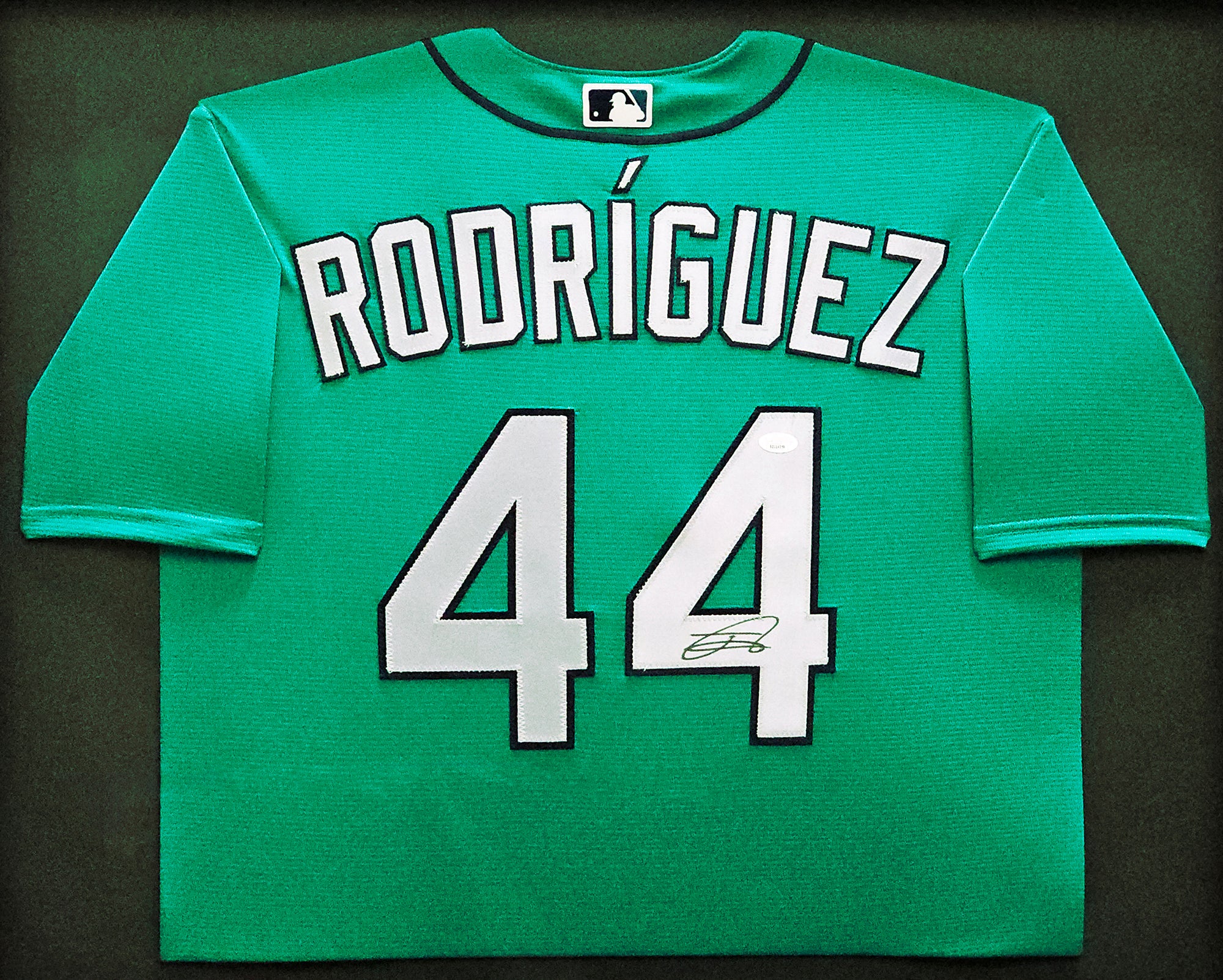 Seattle Mariners Julio Rodriguez Autographed Framed Teal Nike Jersey JSA Stock #218628 - Image 2