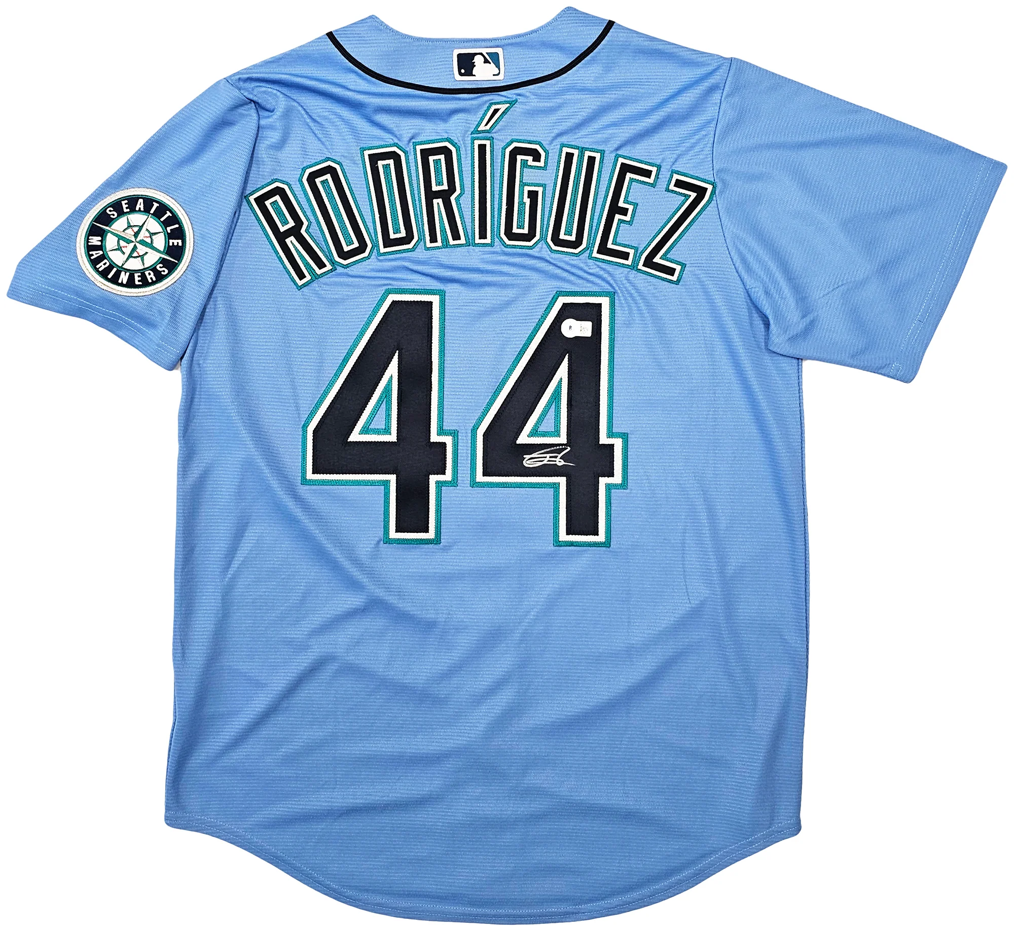 Seattle Mariners Julio Rodriguez Autographed Light Blue Nike Jersey Size Medium Beckett BAS QR Stock #213110 - Image 2