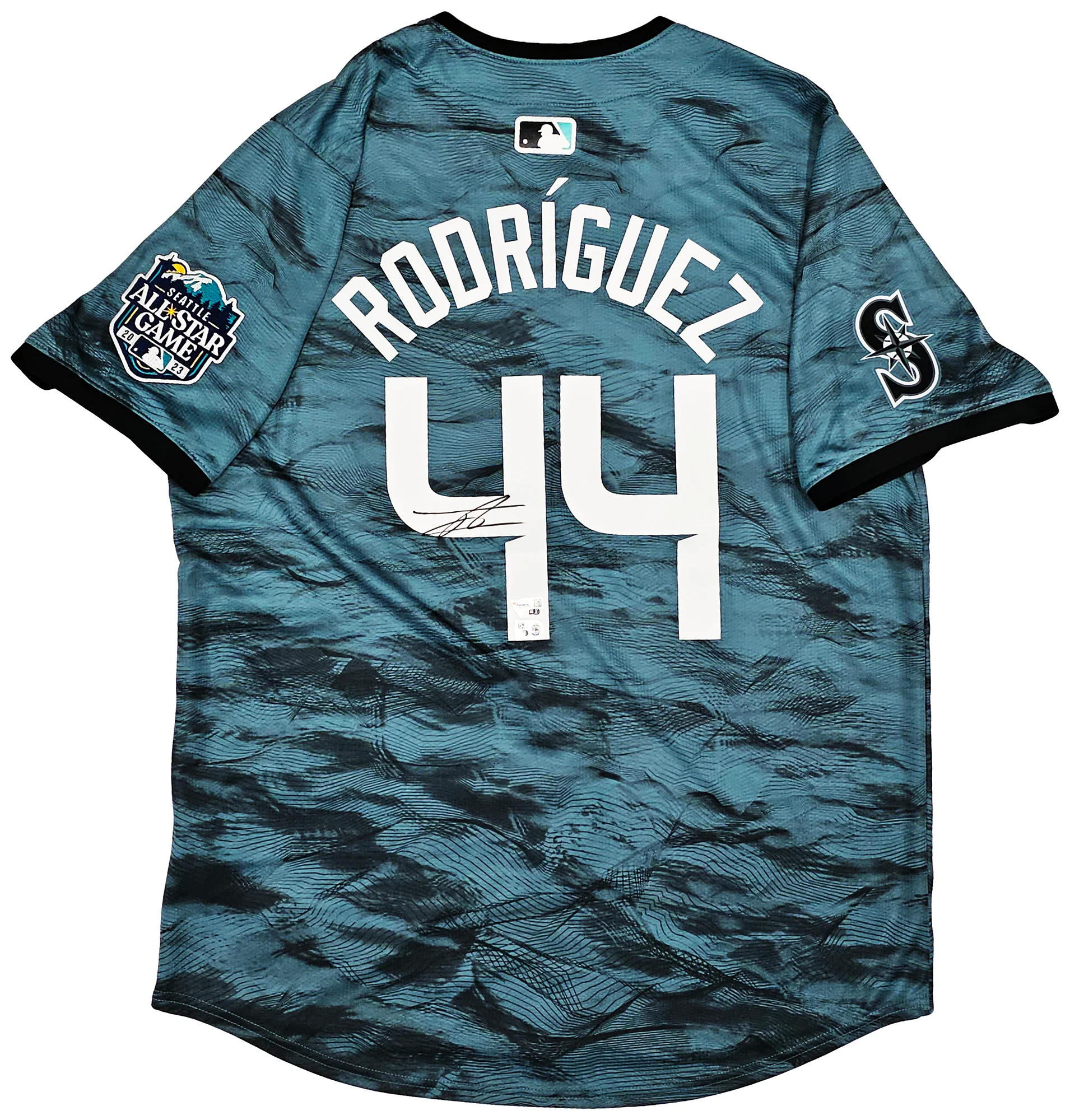 Seattle Mariners Julio Rodriguez Autographed Teal Nike 2023 MLB All Star Game Jersey Size L MLB & Fanatics Holo Stock #220487 - Image 2