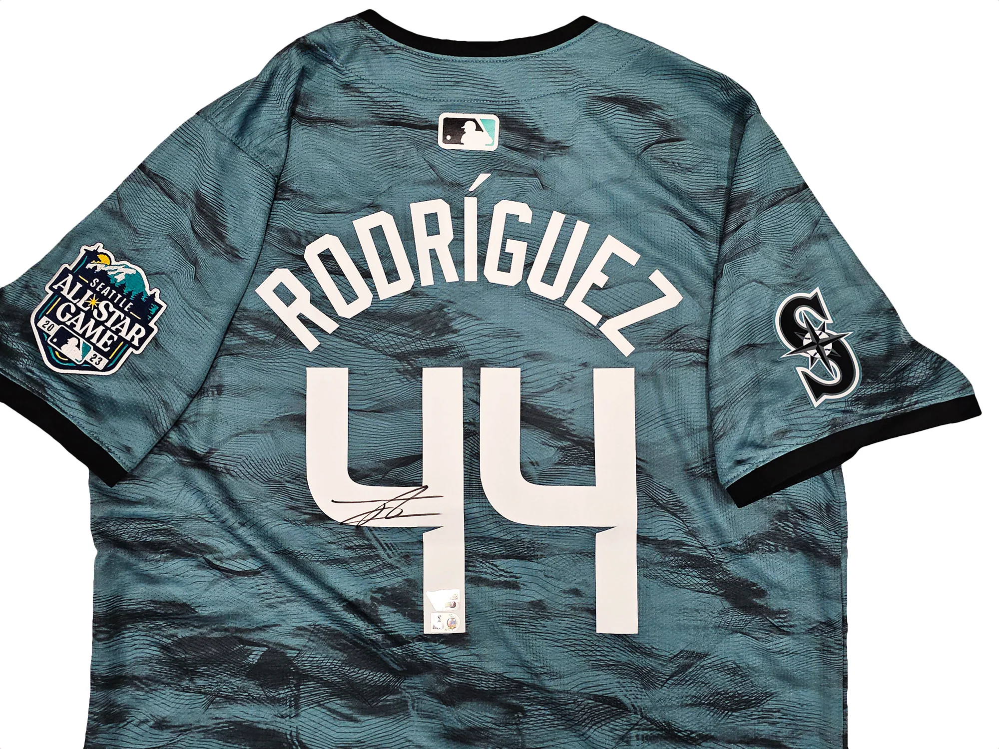 Seattle Mariners Julio Rodriguez Autographed Teal Nike 2023 MLB All Star Game Jersey Size L MLB & Fanatics Holo Stock #220487 - Image 3