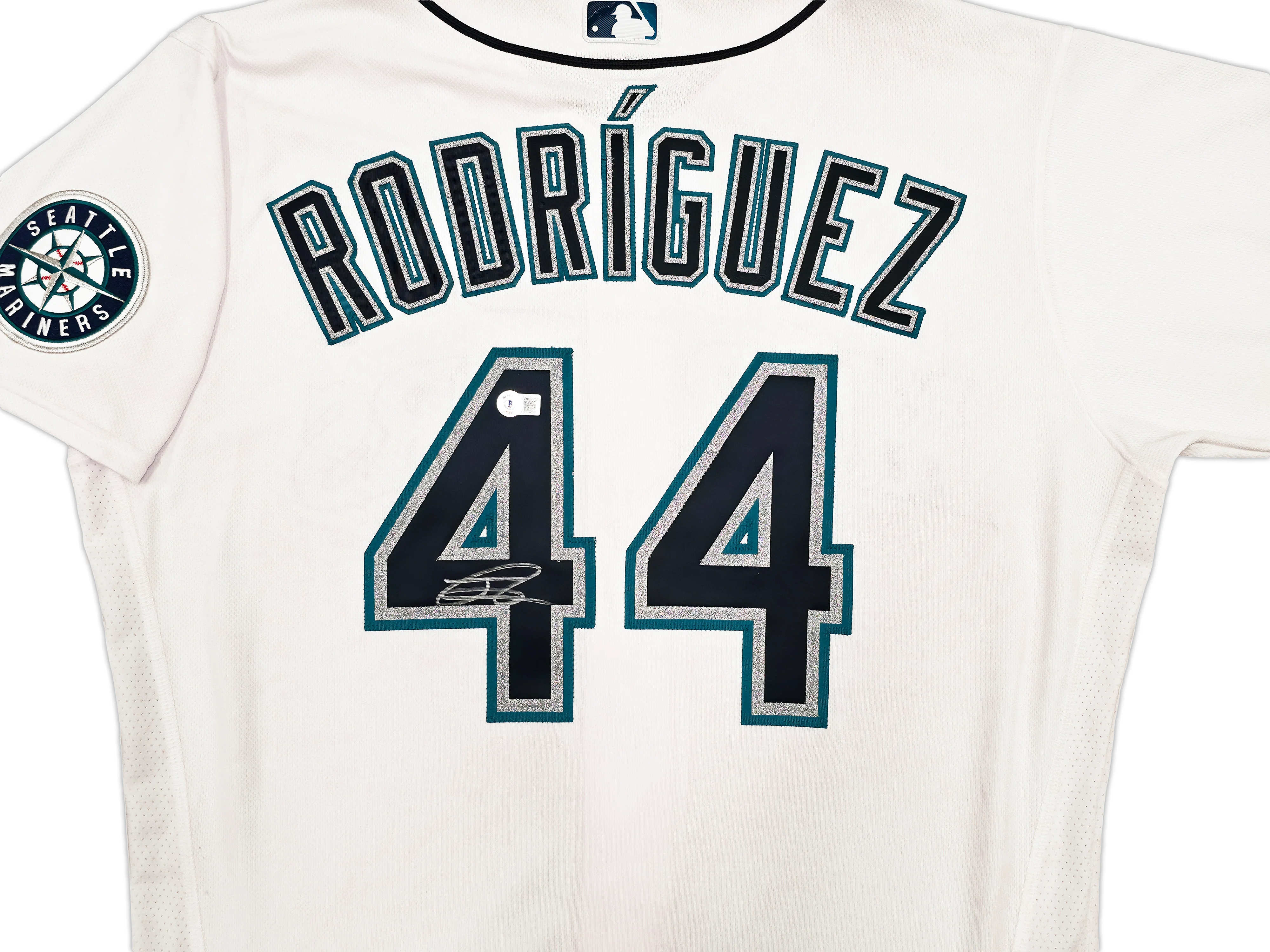 Seattle Mariners Julio Rodriguez Autographed White Nike Authentic Collection Jersey Size 48 Beckett BAS Witness Stock #252428 - Image 2