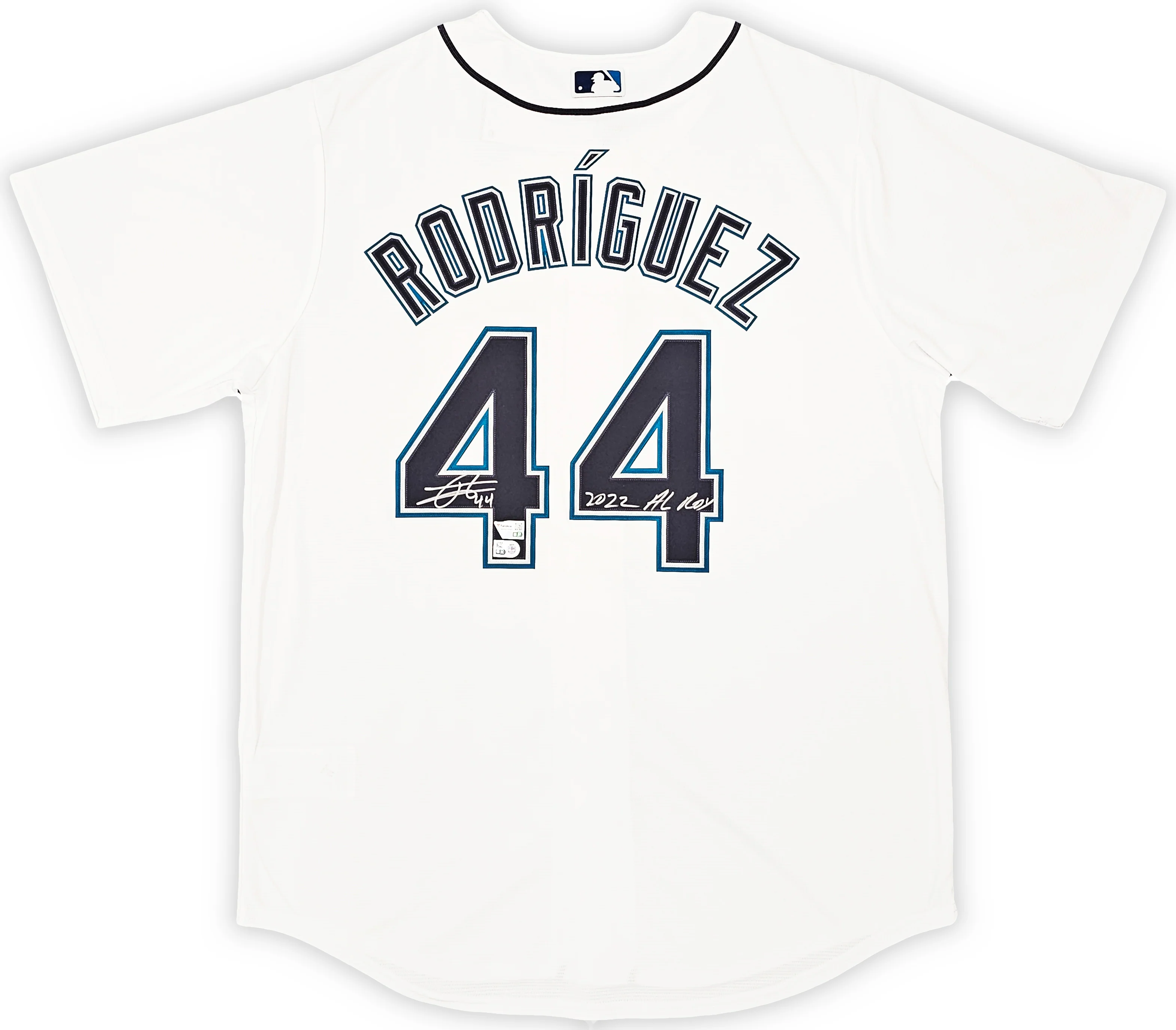 Seattle Mariners Julio Rodriguez Autographed White Nike Jersey Size L "2022 AL ROY" Fanatics Holo Stock #216020 - Image 2