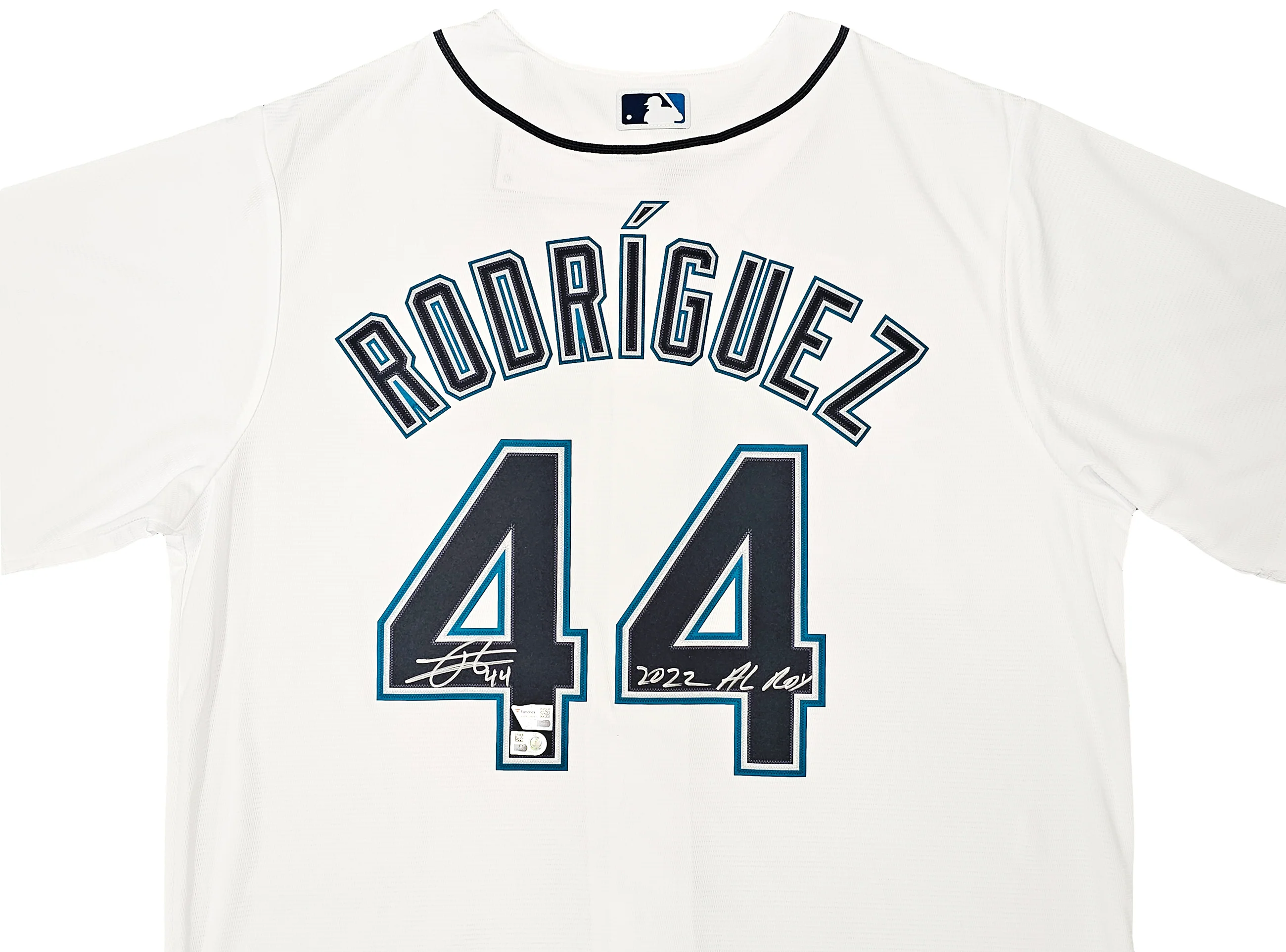 Seattle Mariners Julio Rodriguez Autographed White Nike Jersey Size L "2022 AL ROY" Fanatics Holo Stock #216020 - Image 3