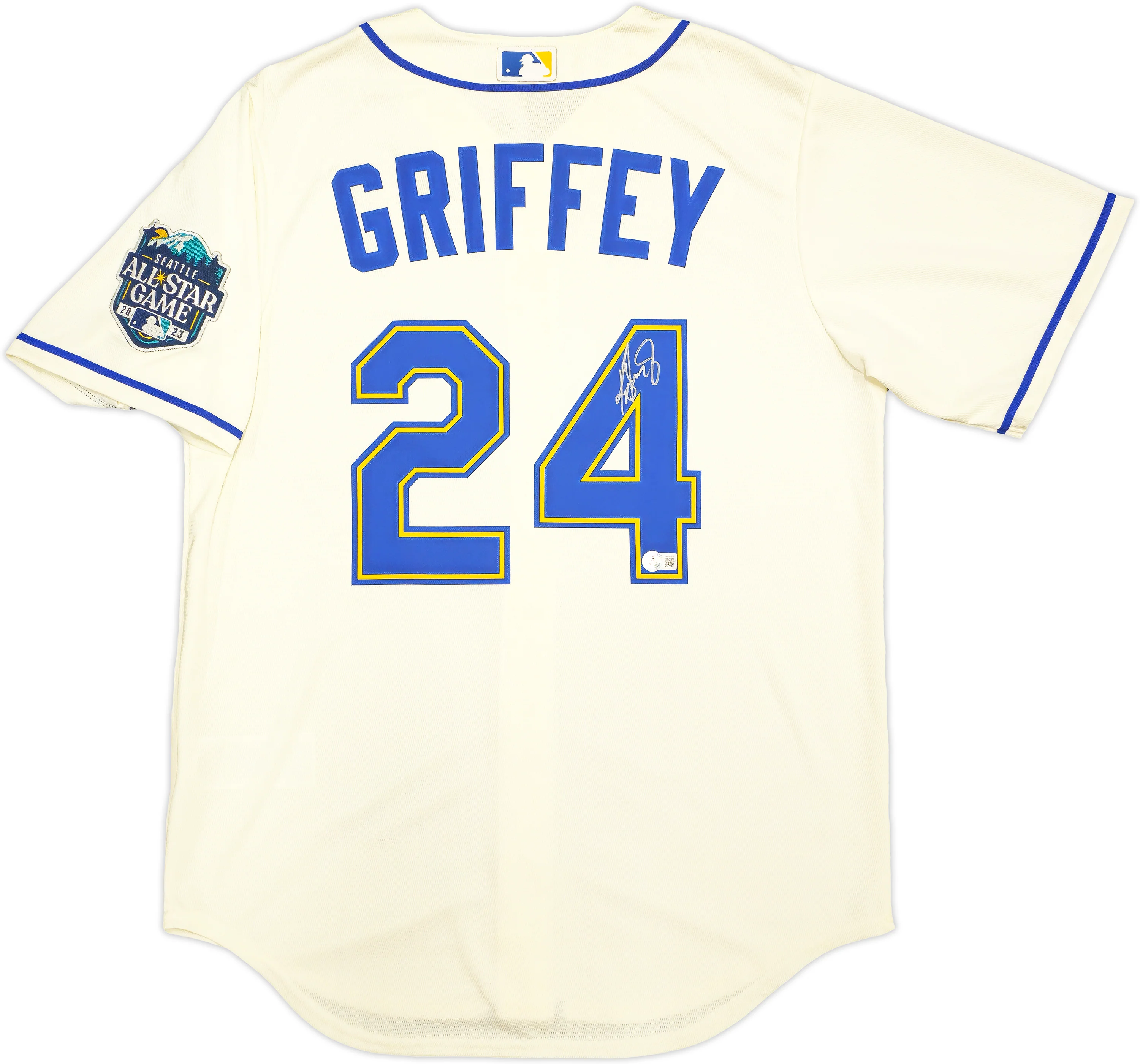 Seattle Mariners Ken Griffey Jr. Autographed Cream Nike 2023 All Star Game Patch Jersey Size M Beckett BAS Witness Stock #230137 - Image 2