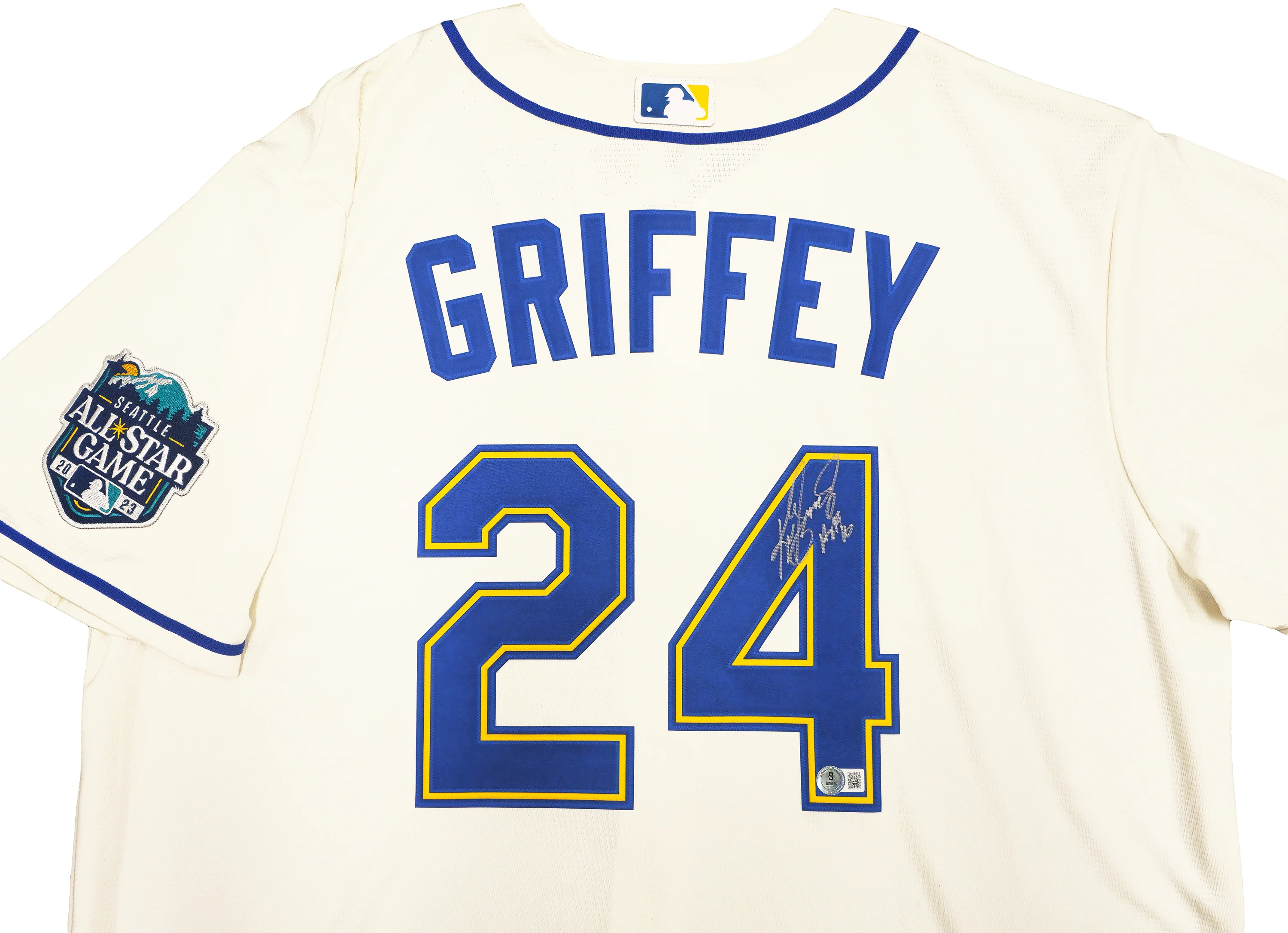 Seattle Mariners Ken Griffey Jr. Autographed Cream Nike 2023 All Star Game Patch Jersey Size XL "HOF 16" Beckett BAS Witness Stock #230147 - Image 3
