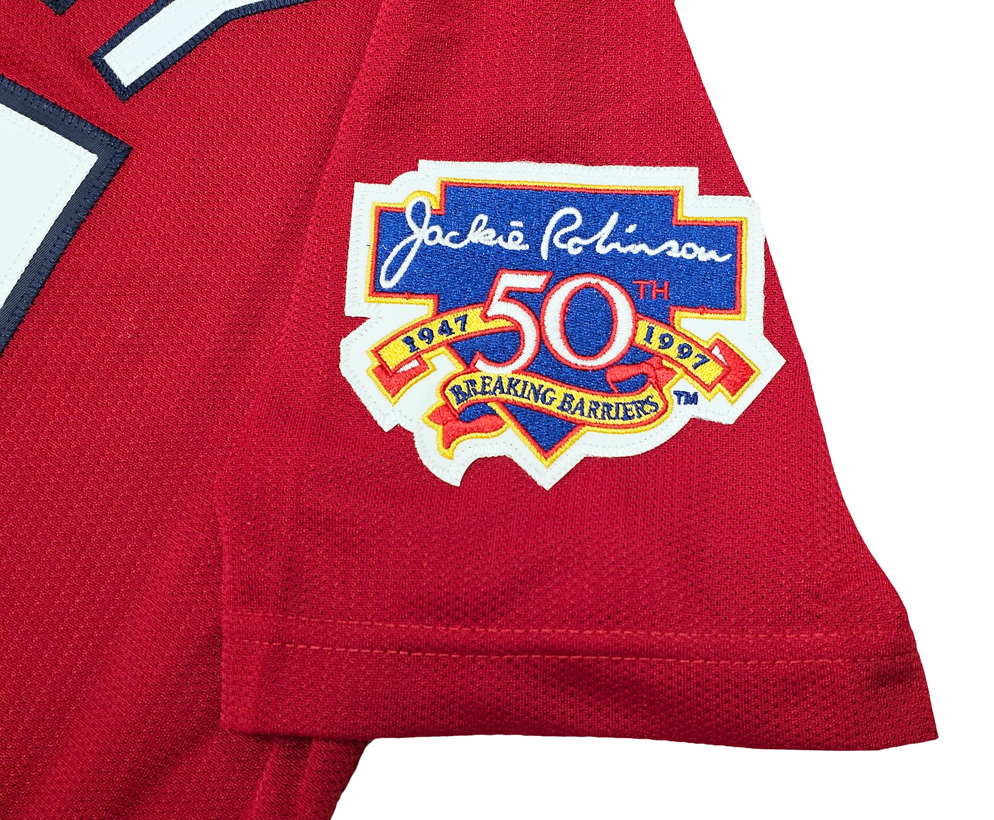 Seattle Mariners Ken Griffey Jr. Autographed Red Authentic Mitchell & Ness 1997 All Star Game Jersey Size L Jackie Robinson Patch Beckett BAS Witness Stock #212471 - Image 5